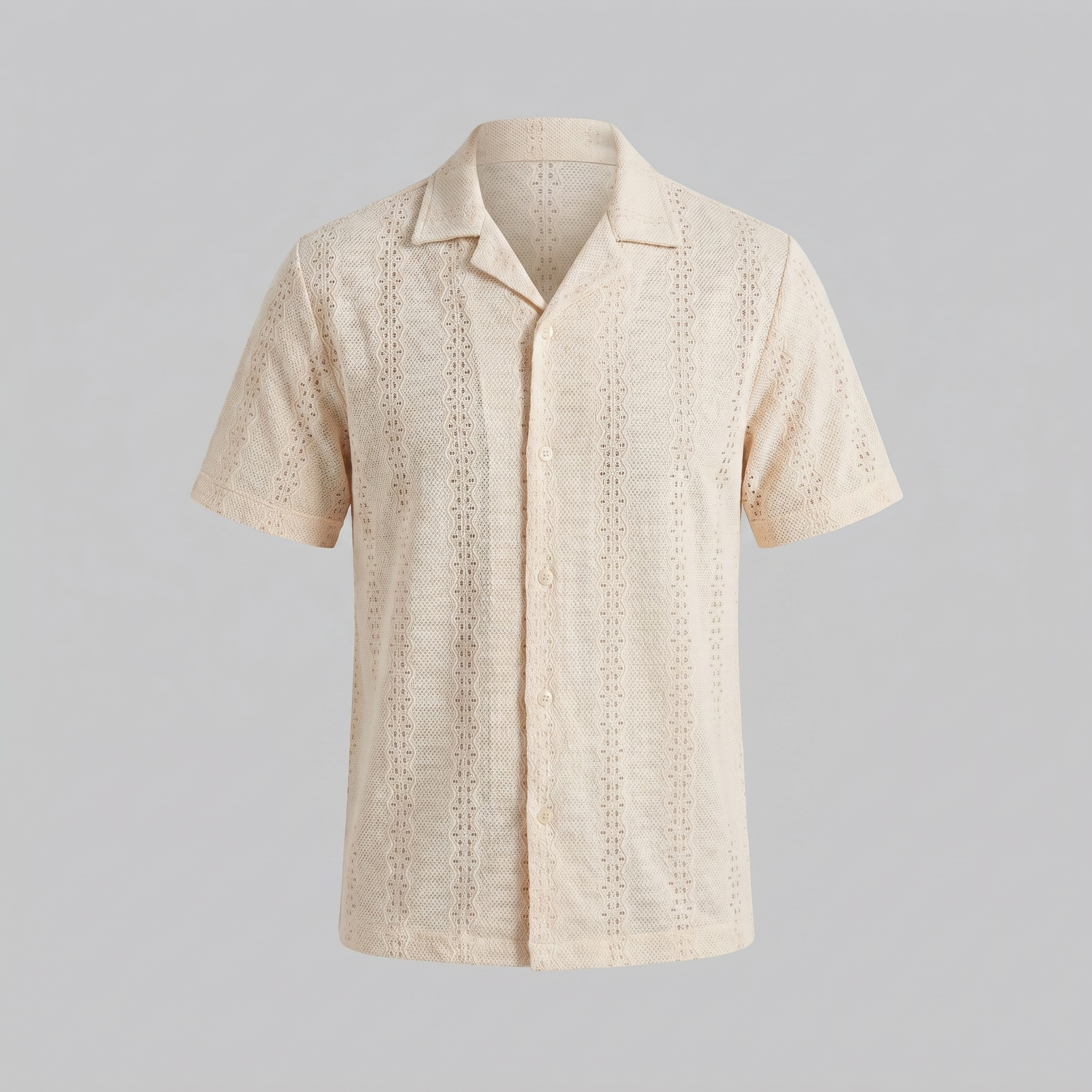 Cuban Collar Short-Sleeve Shirt for Men - Casual Cotton Summer Wear