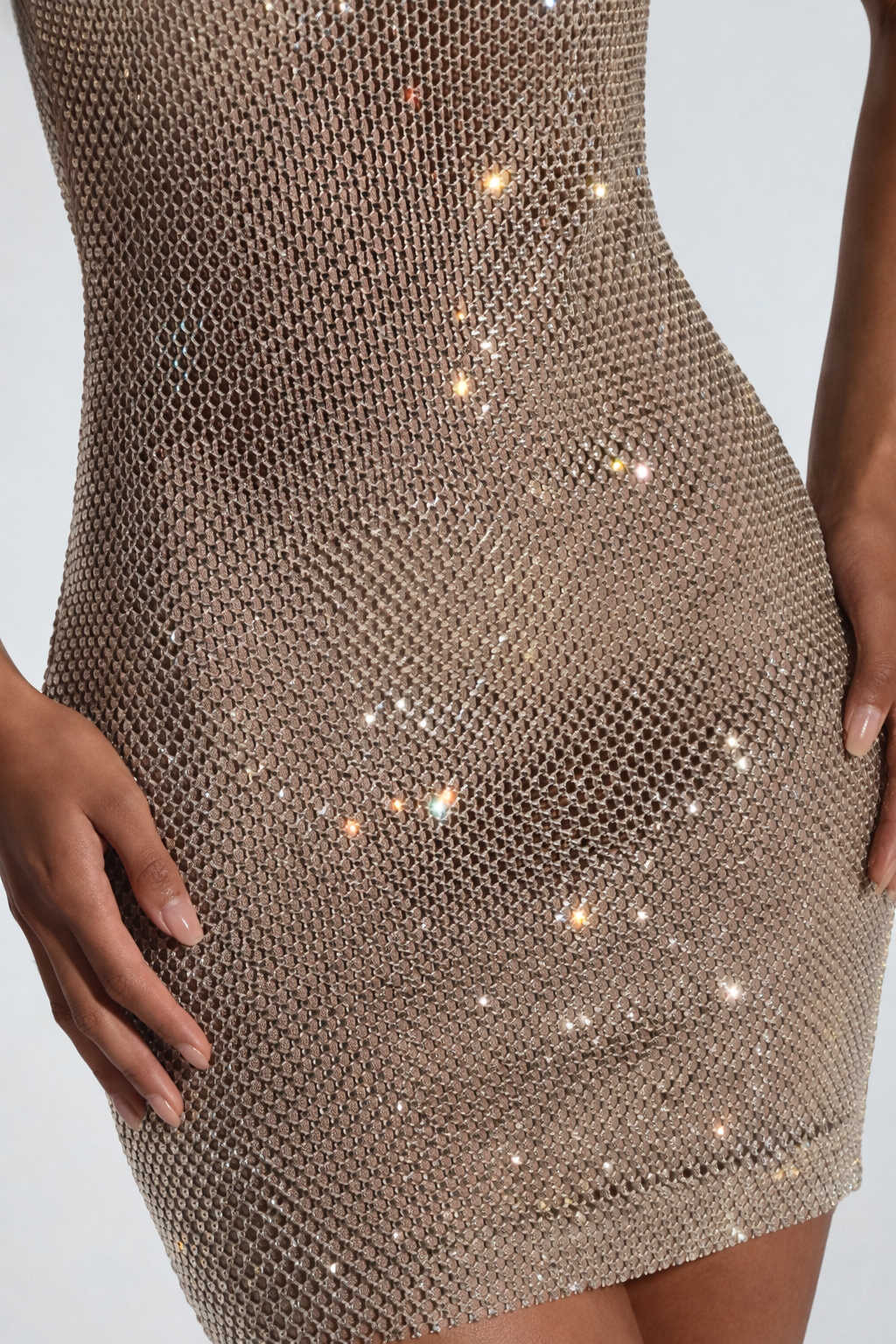 Rhinestone Stretch Net Mini Dress Women UK – Evening Wear, Cocktail Party