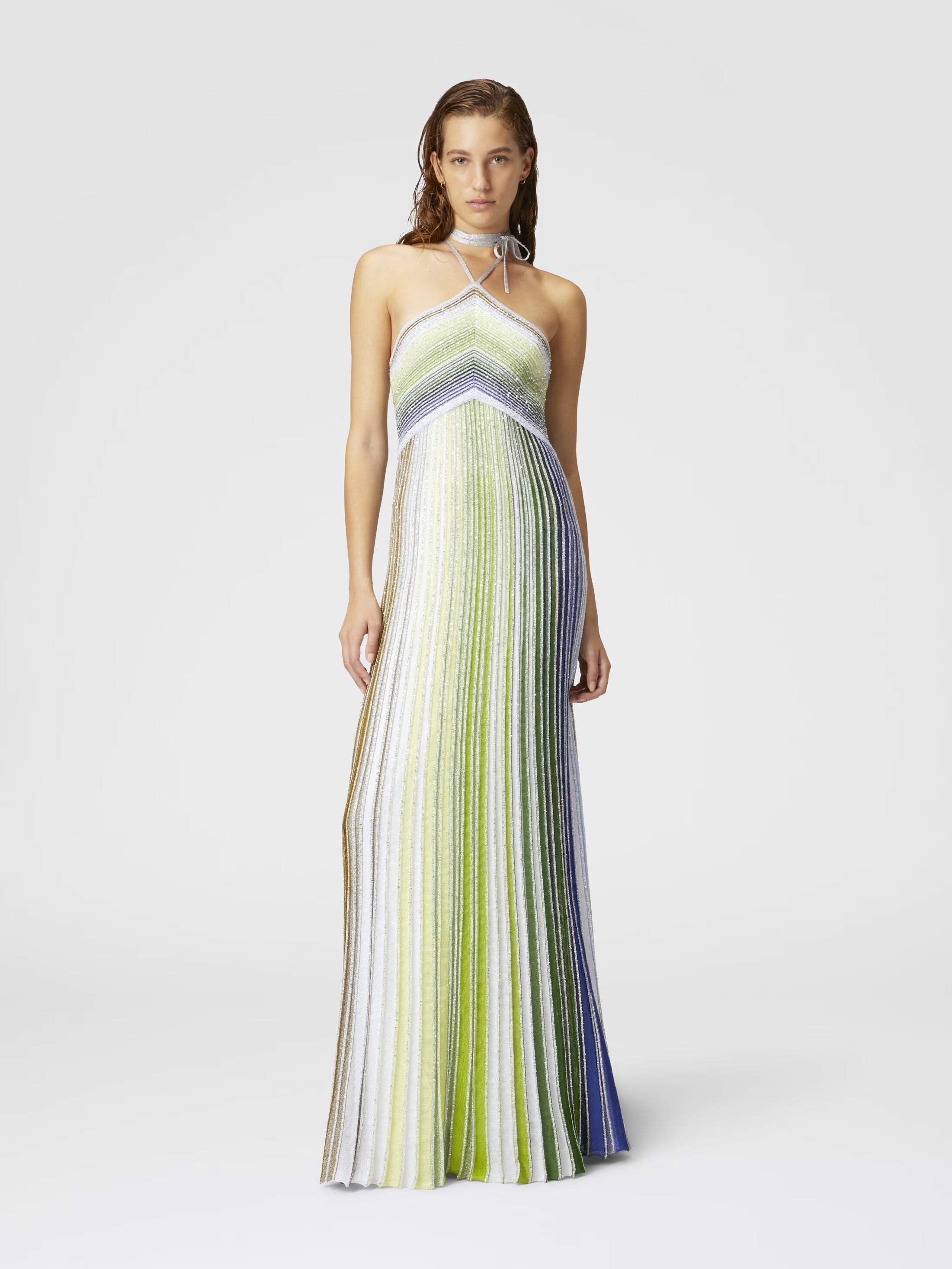 Chiffon Halterneck High-Low Ruffle Maxi Dress Women UK – Evening Gown, Wedding Guest
