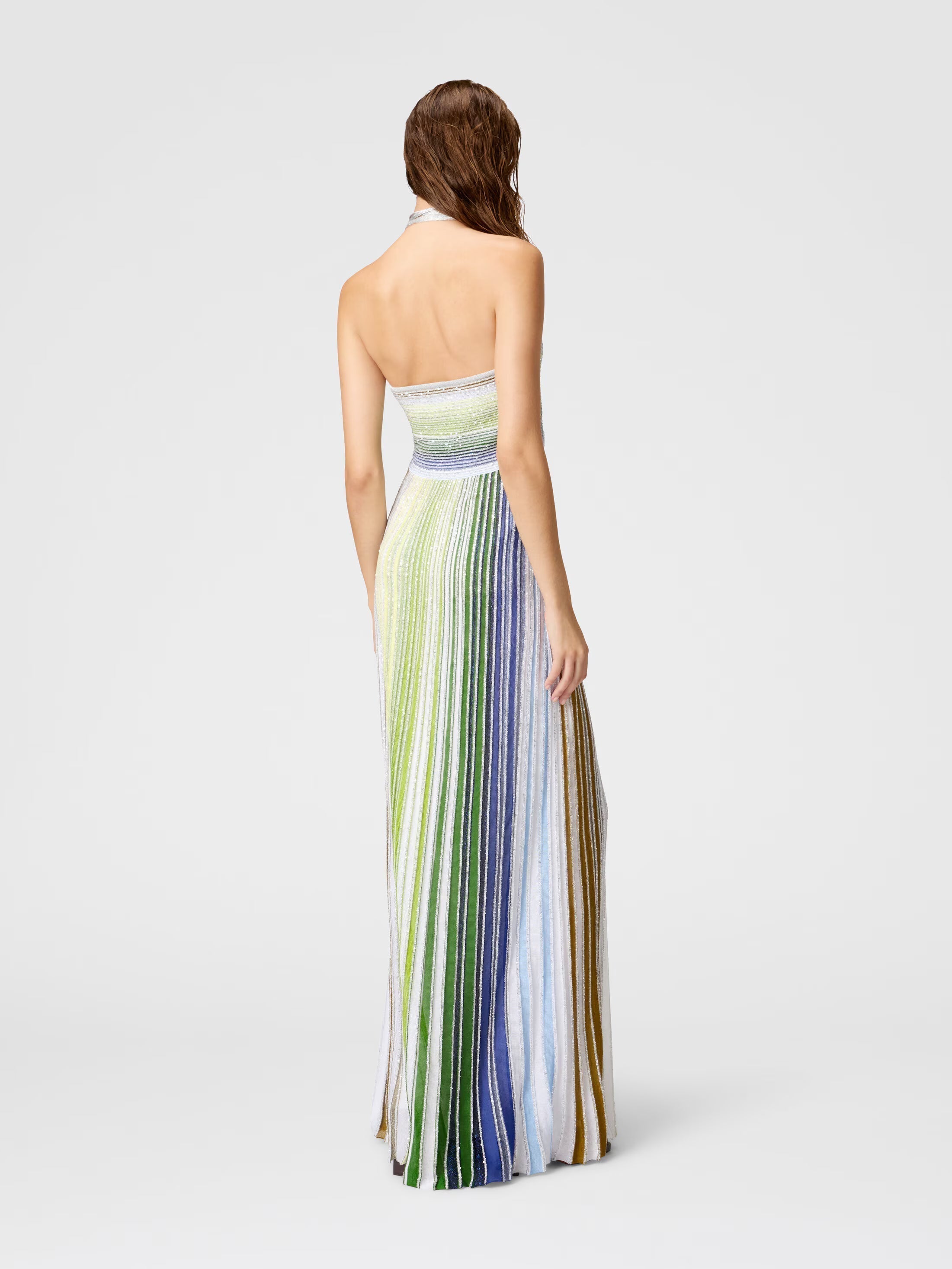 Chiffon Halterneck High-Low Ruffle Maxi Dress Women UK – Evening Gown, Wedding Guest