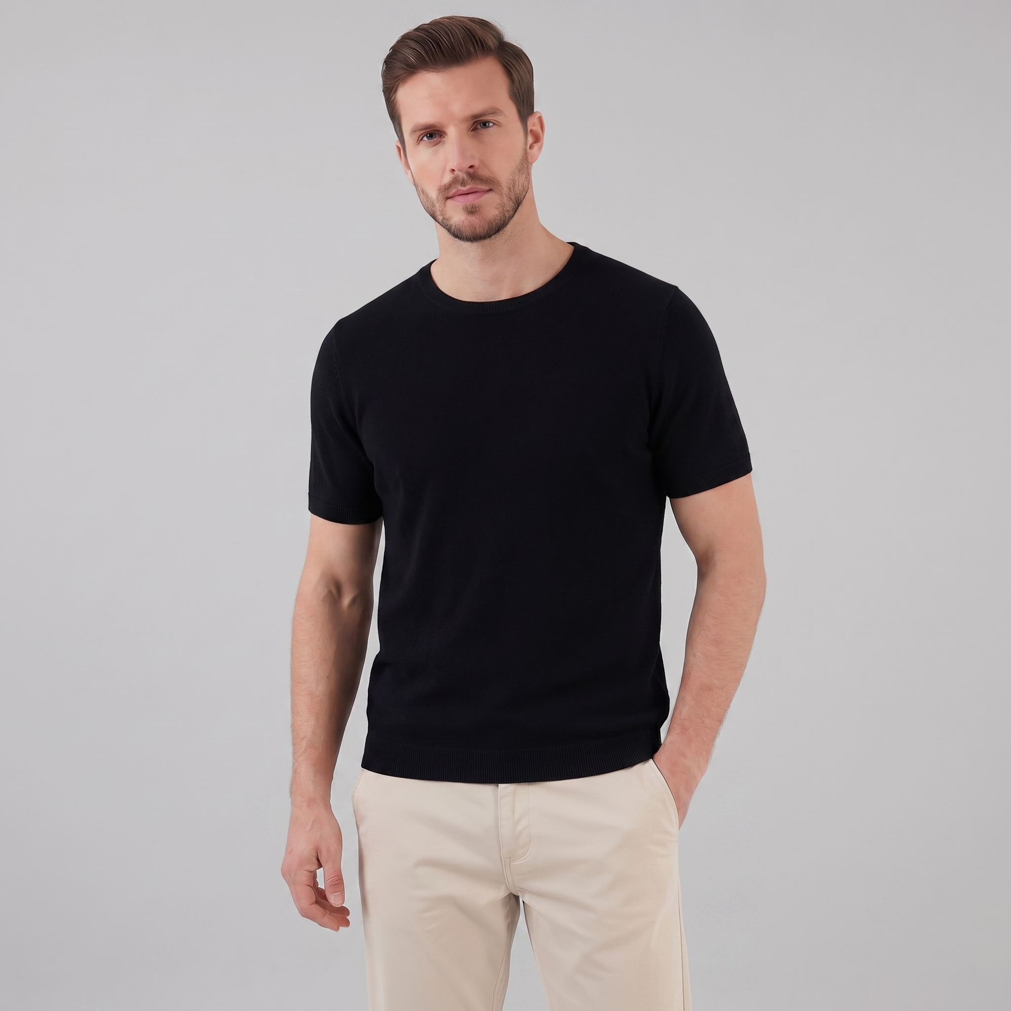 Elegant Short Sleeve T-Shirt for Men - Soft Cotton Casual Wear