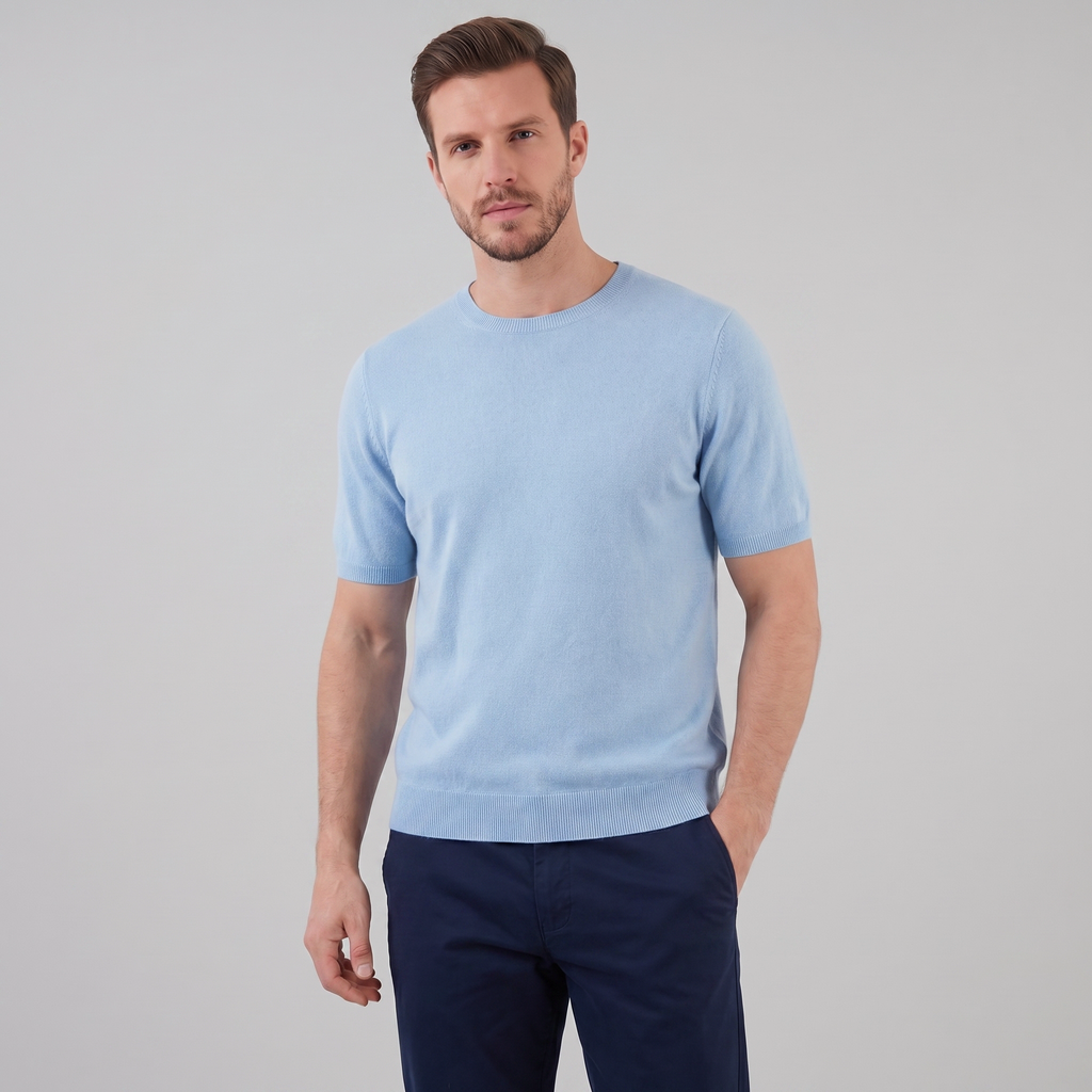 Elegant Short Sleeve T-Shirt for Men - Soft Cotton Casual Wear