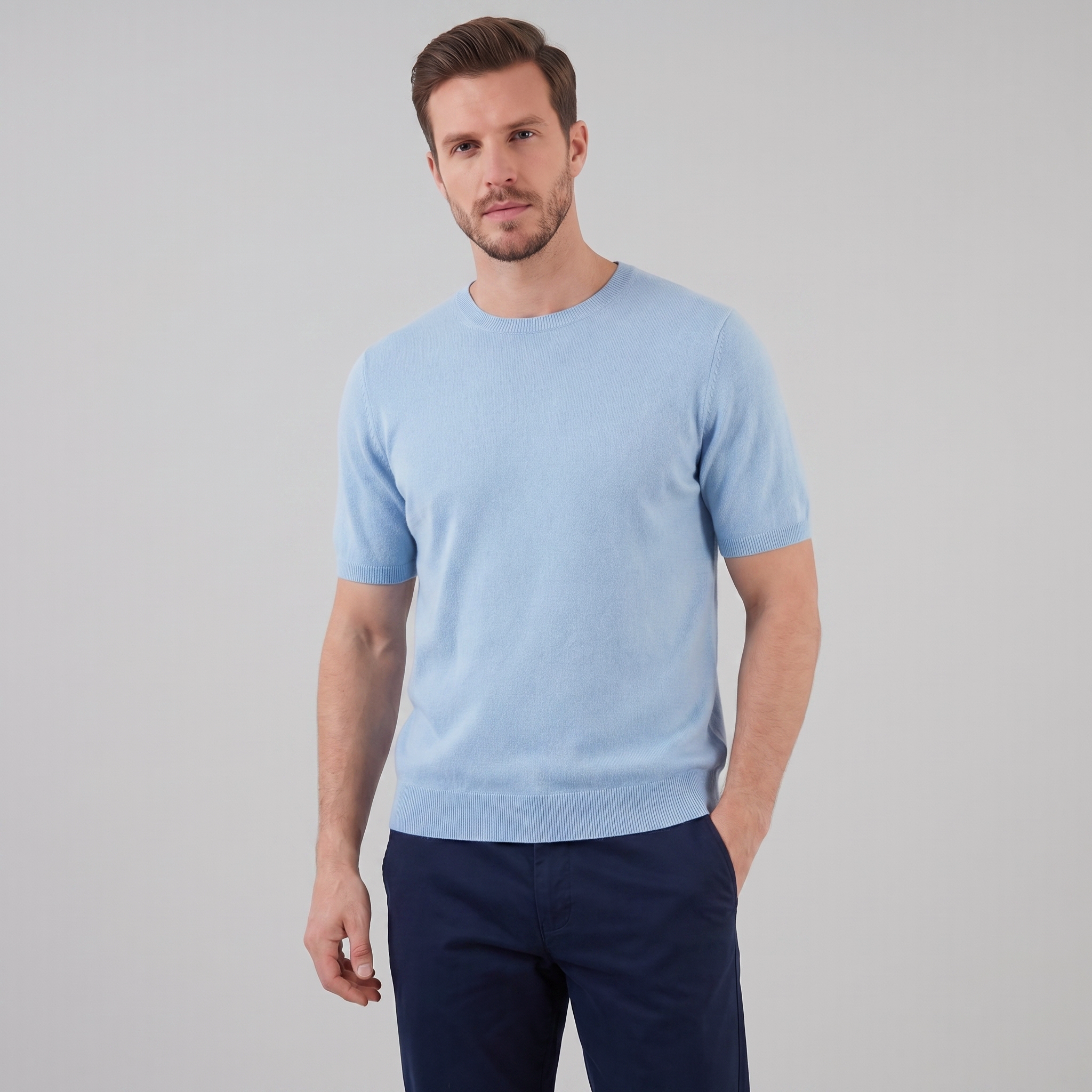 Elegant Short Sleeve T-Shirt for Men - Soft Cotton Casual Wear