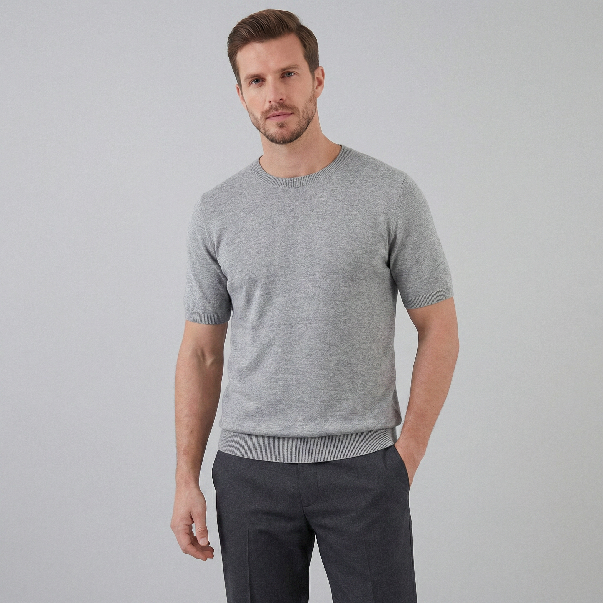 Elegant Short Sleeve T-Shirt for Men - Soft Cotton Casual Wear