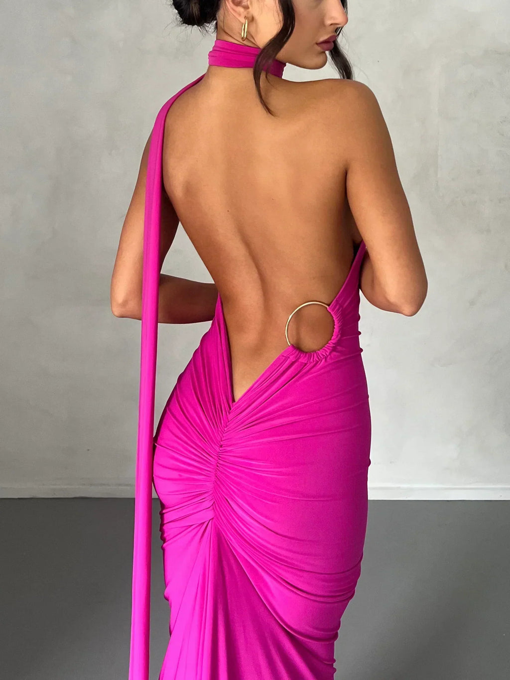 One-Shoulder Maxi Dress with Sash | Grecian Style Evening Wear Dress