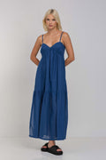 Dark Sky Midi Dress Women UK – Lightweight Fabric Wedding Guest Cocktail Evening Gown, Garden Party