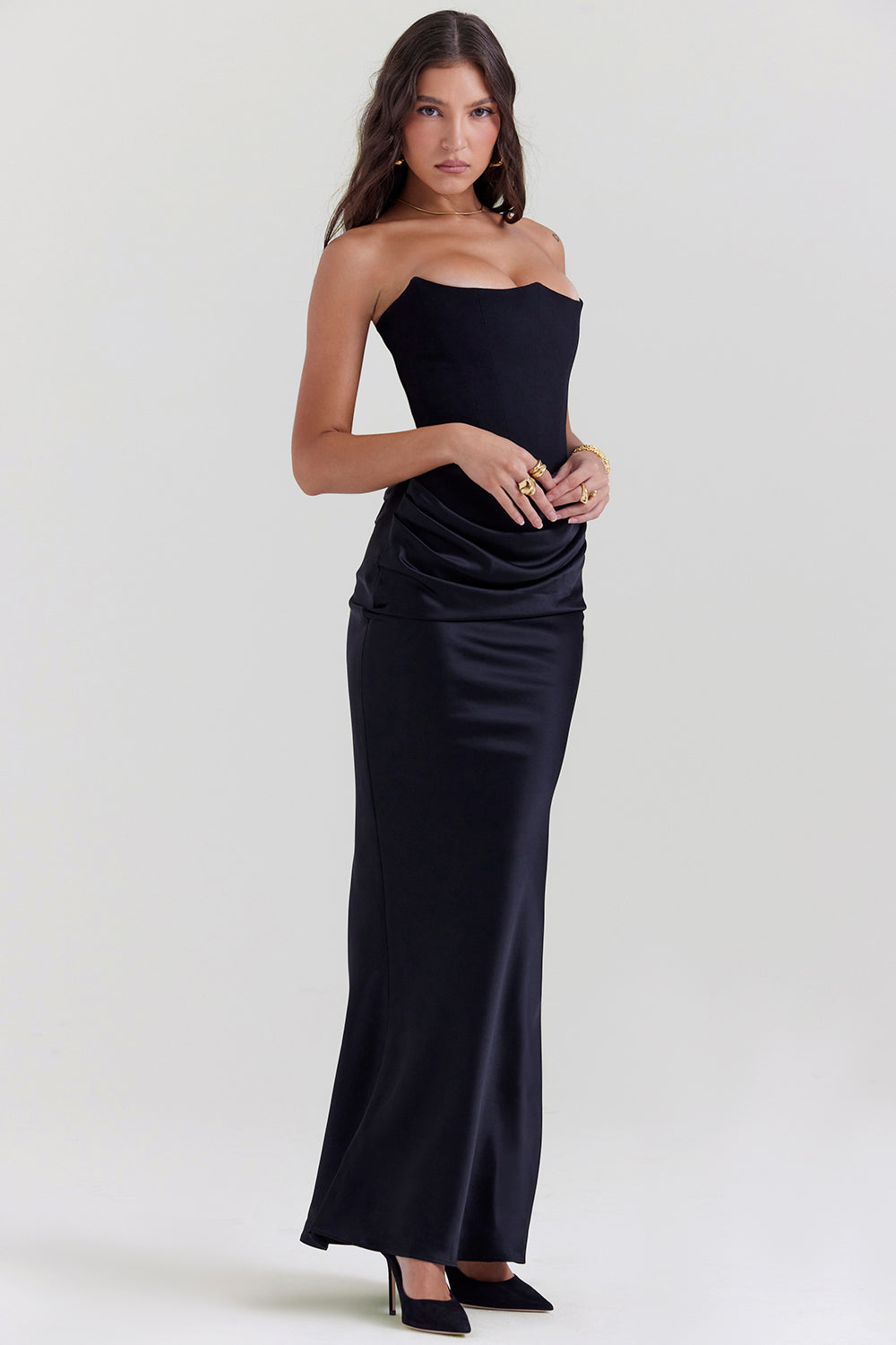 Satin Strapless Maxi Dress Women UK – Evening Gown, Formal Occasion