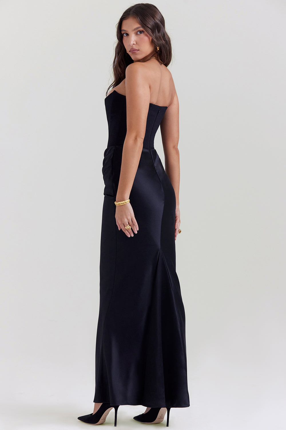 Satin Strapless Maxi Dress Women UK – Evening Gown, Formal Occasion