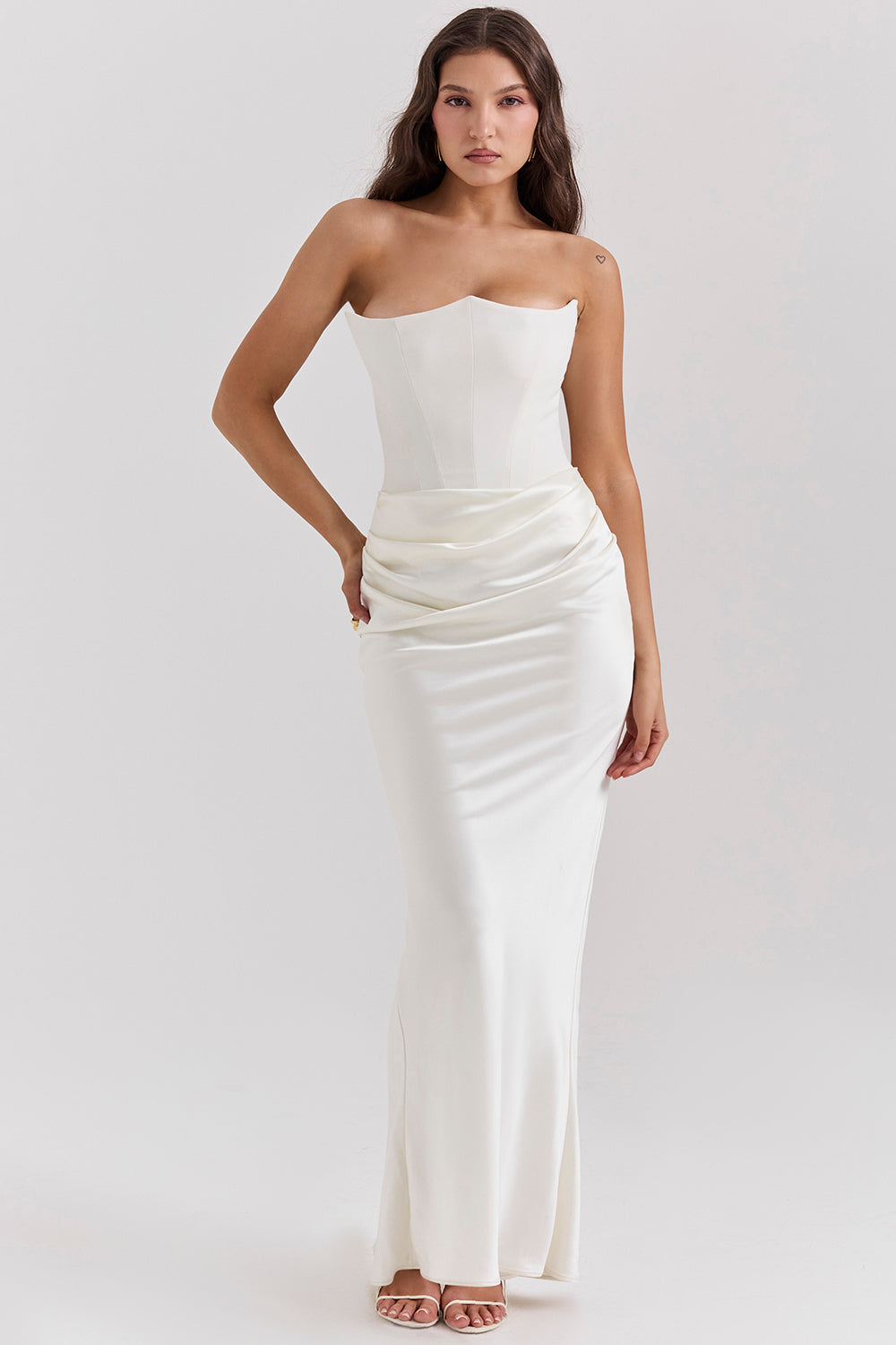 Satin Strapless Maxi Dress Women UK – Evening Gown, Formal Occasion