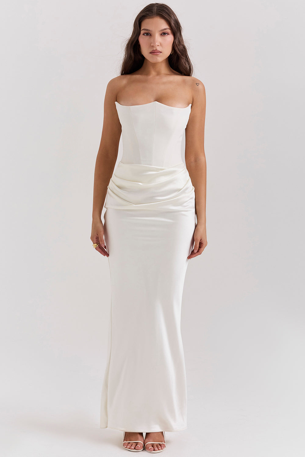 Satin Strapless Maxi Dress Women UK – Evening Gown, Formal Occasion