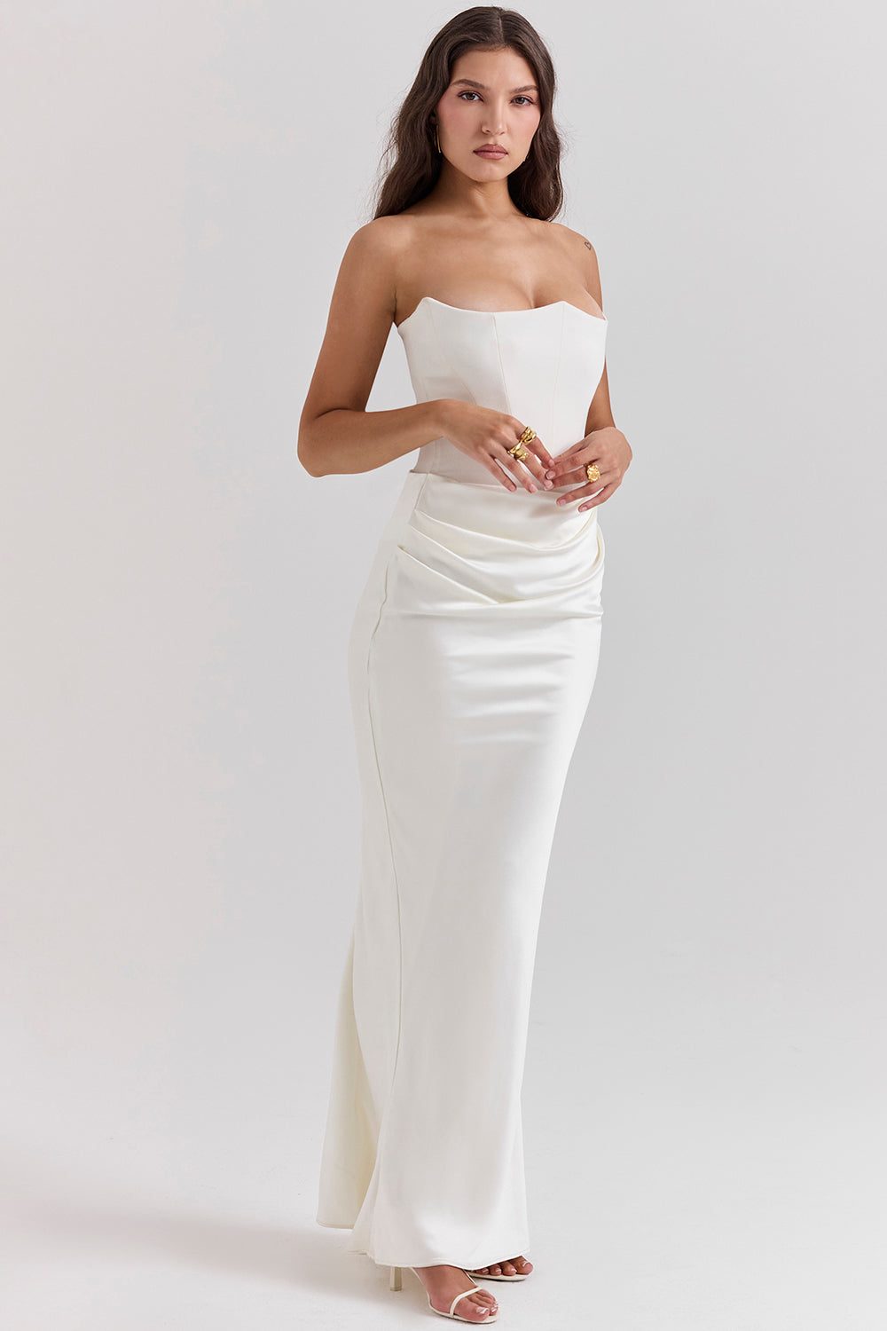 Satin Strapless Maxi Dress Women UK – Evening Gown, Formal Occasion