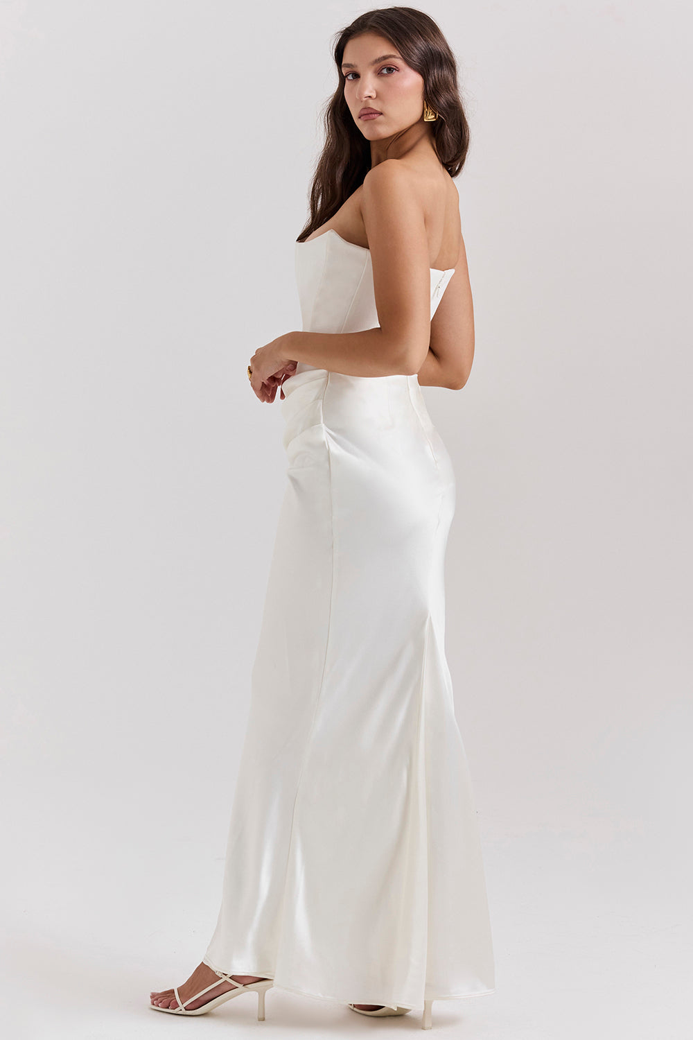 Satin Strapless Maxi Dress Women UK – Evening Gown, Formal Occasion