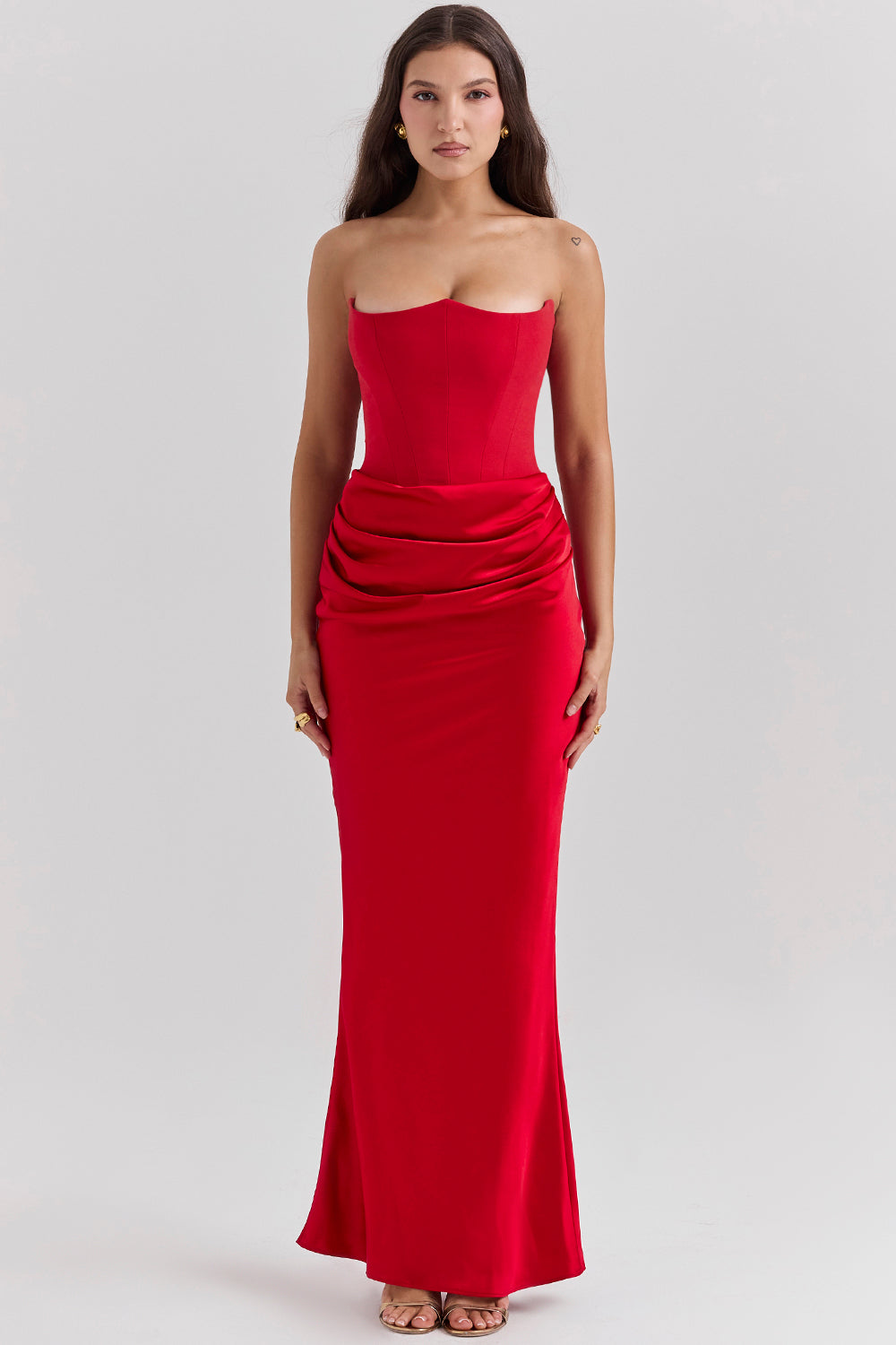 Satin Strapless Maxi Dress Women UK – Evening Gown, Formal Occasion