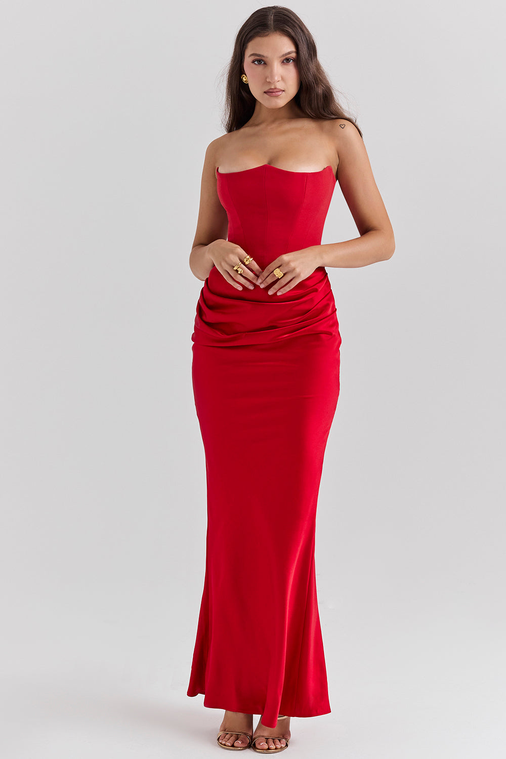 Satin Strapless Maxi Dress Women UK – Evening Gown, Formal Occasion