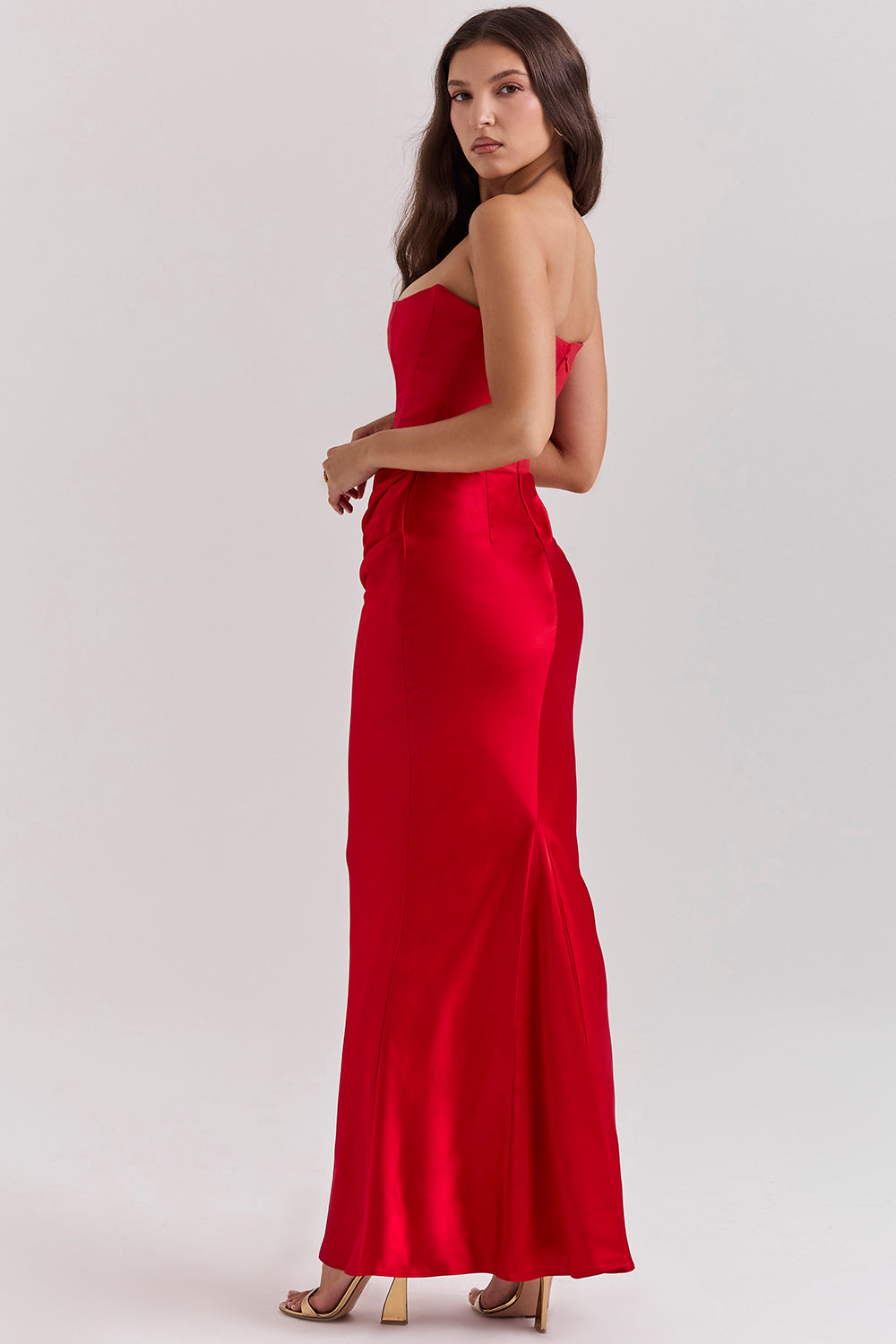 Satin Strapless Maxi Dress Women UK – Evening Gown, Formal Occasion