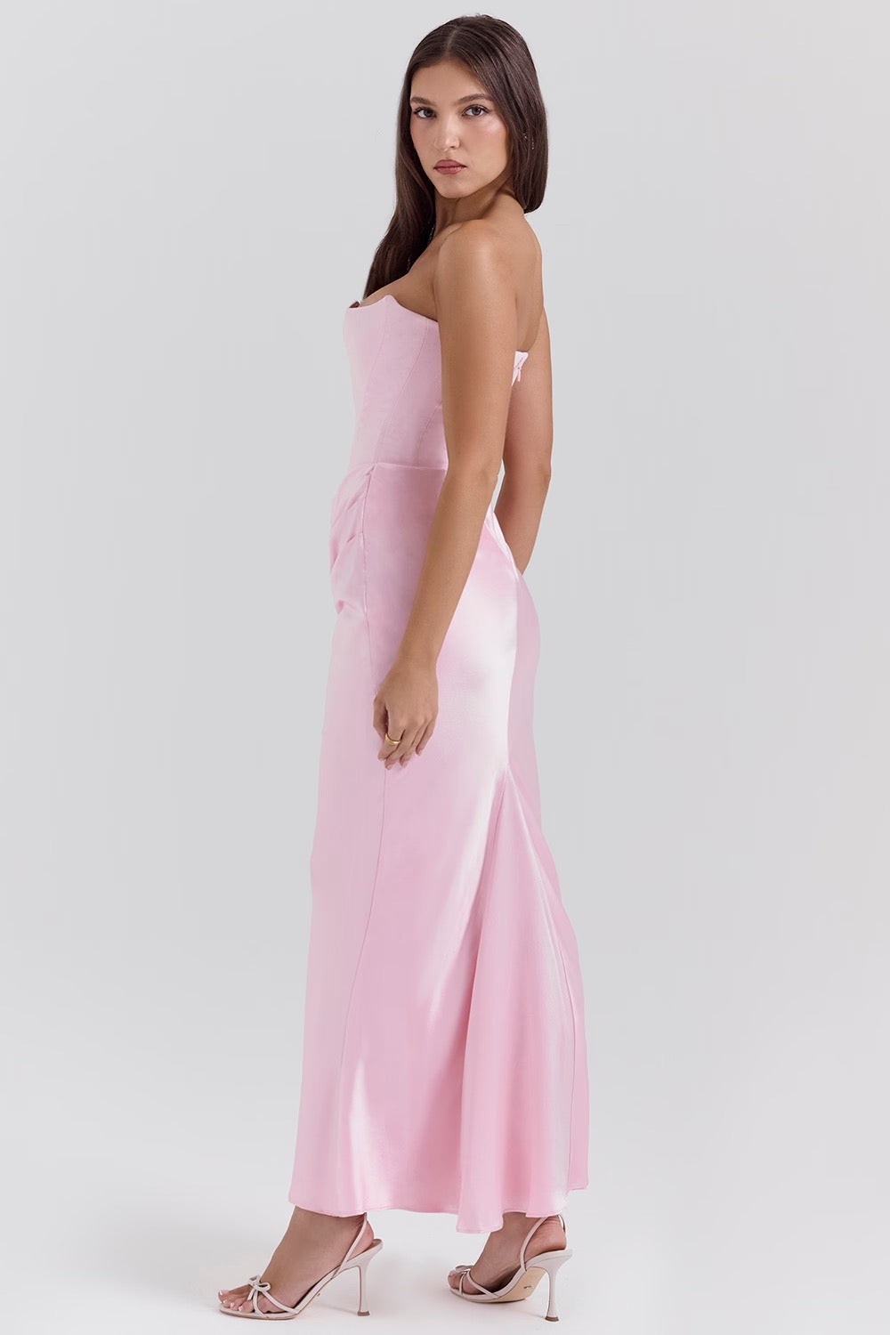 Satin Strapless Maxi Dress Women UK – Evening Gown, Formal Occasion