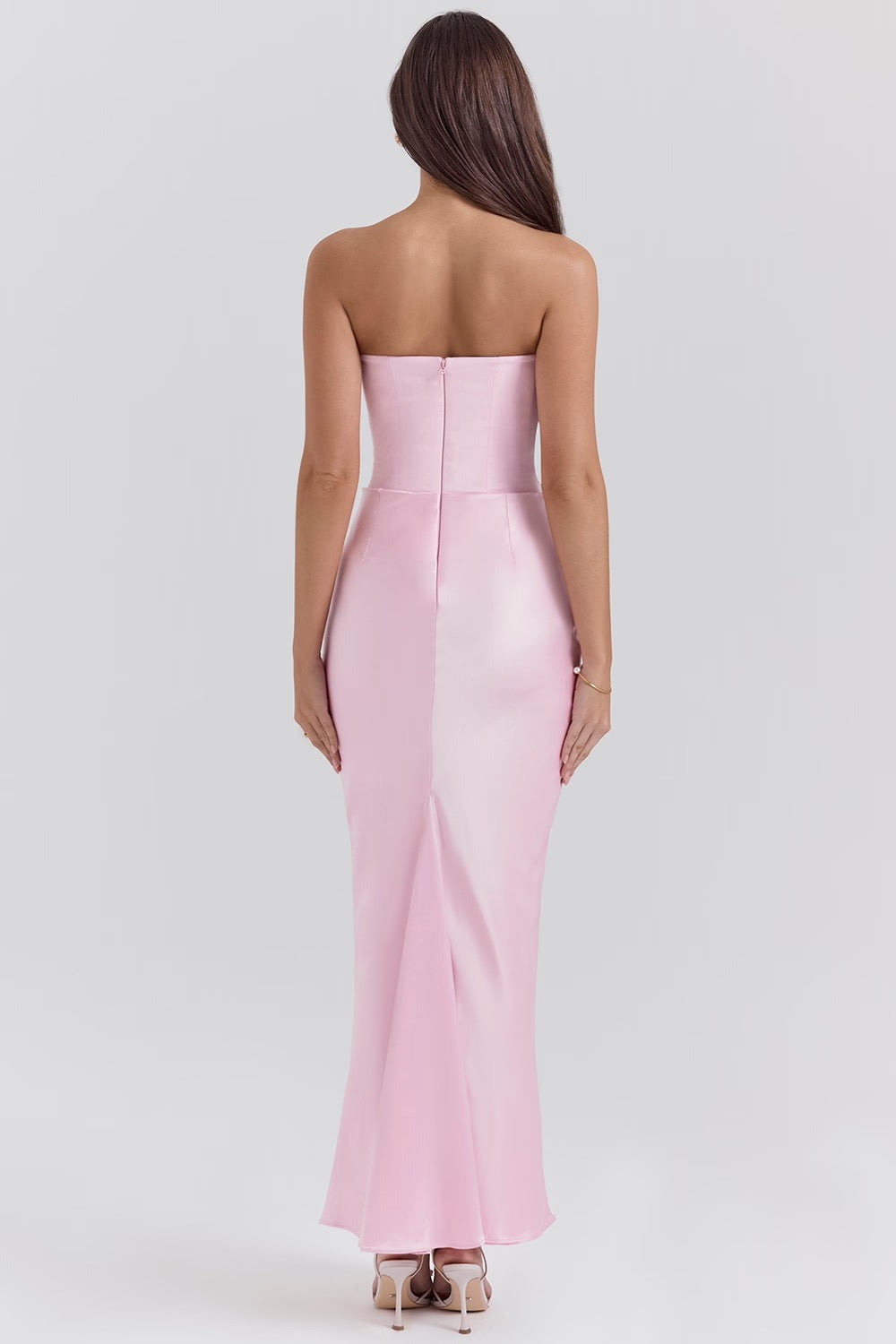 Satin Strapless Maxi Dress Women UK – Evening Gown, Formal Occasion