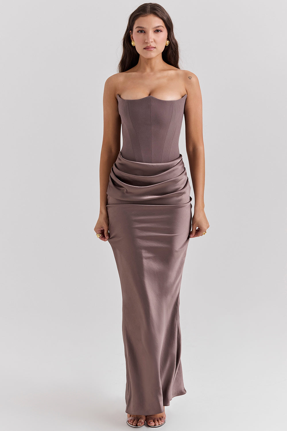 Satin Strapless Maxi Dress Women UK – Evening Gown, Formal Occasion