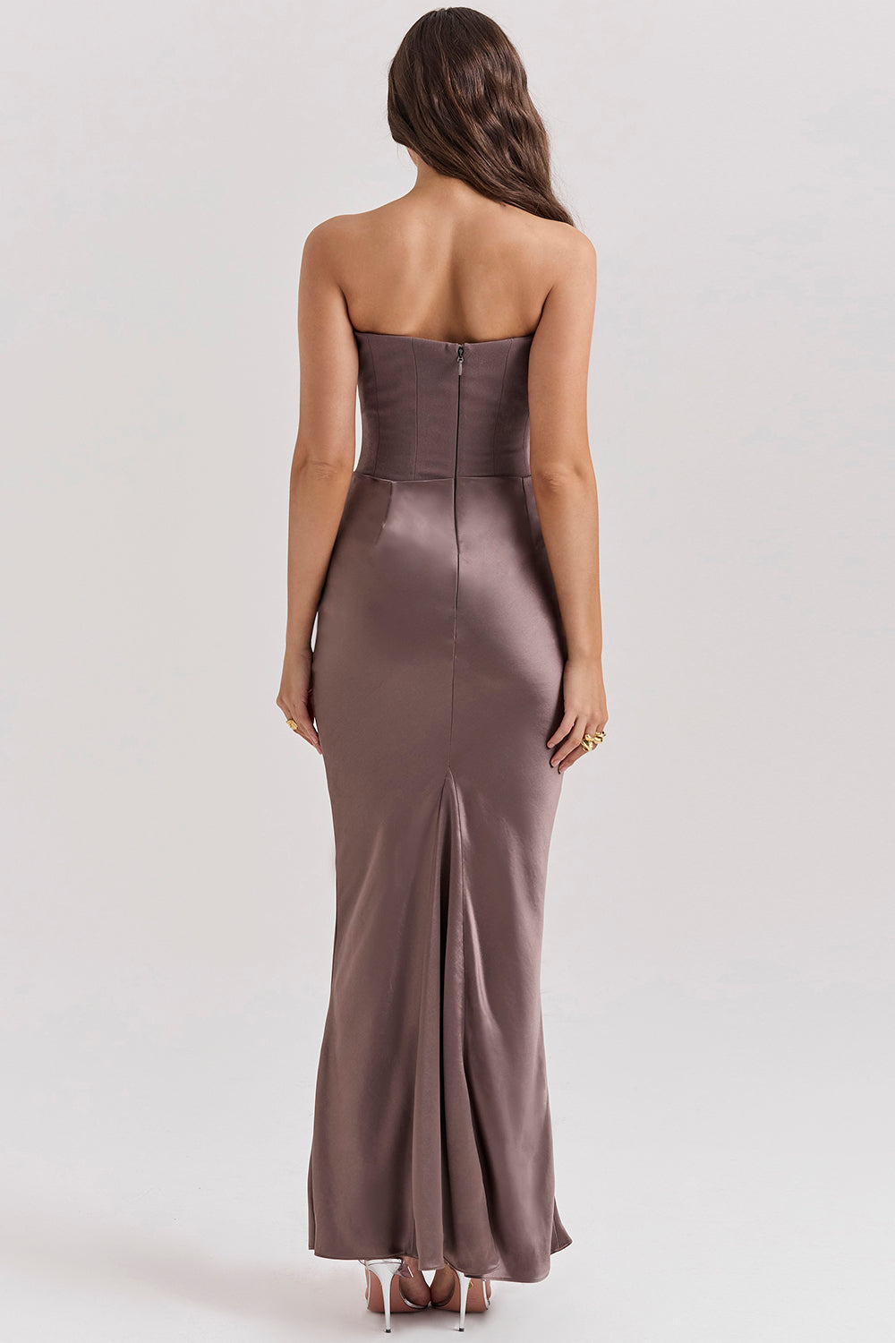 Satin Strapless Maxi Dress Women UK – Evening Gown, Formal Occasion