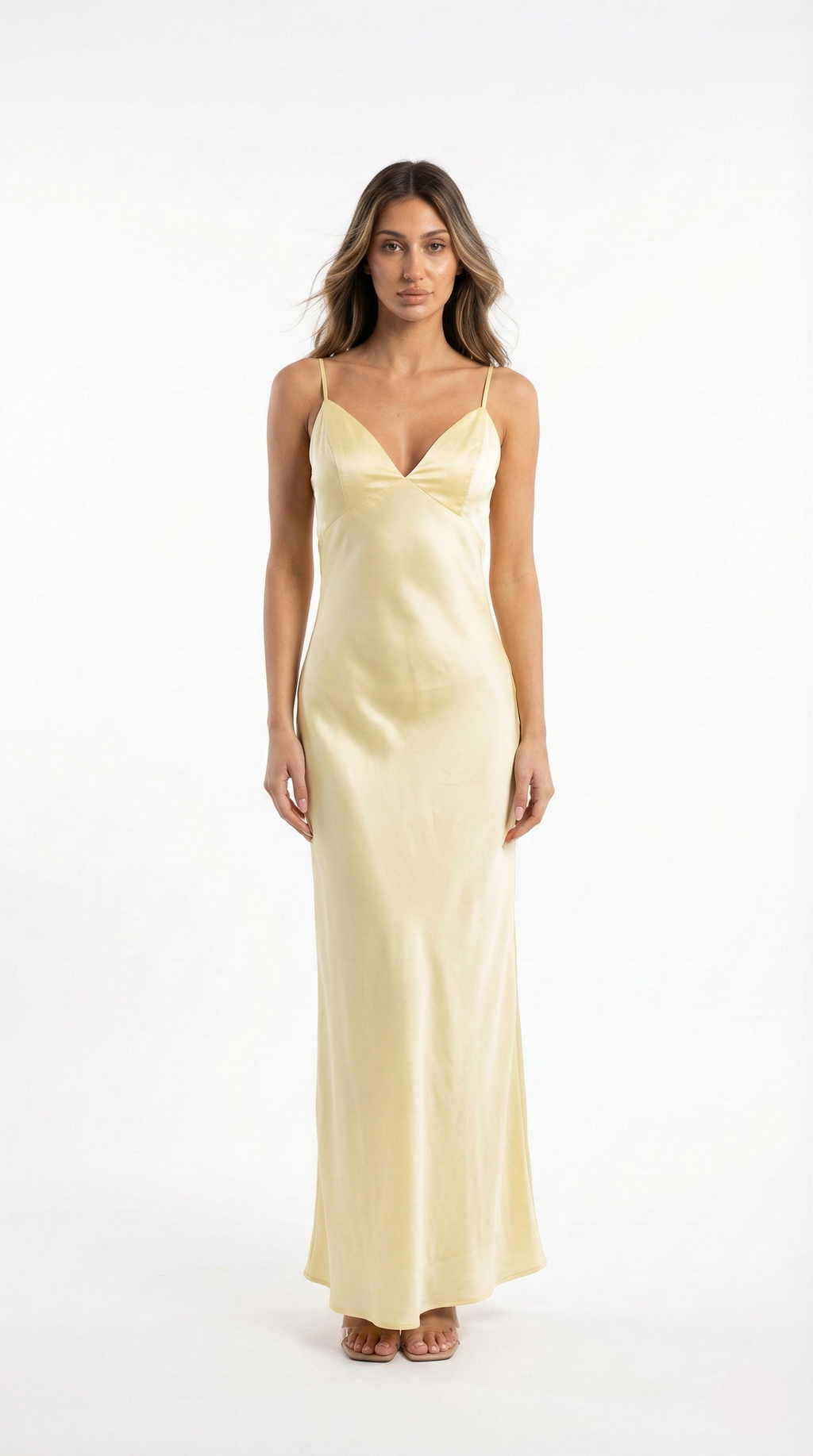 Champagne Satin Maxi Slip Dress Women UK – Evening Gown, Formal Occasion