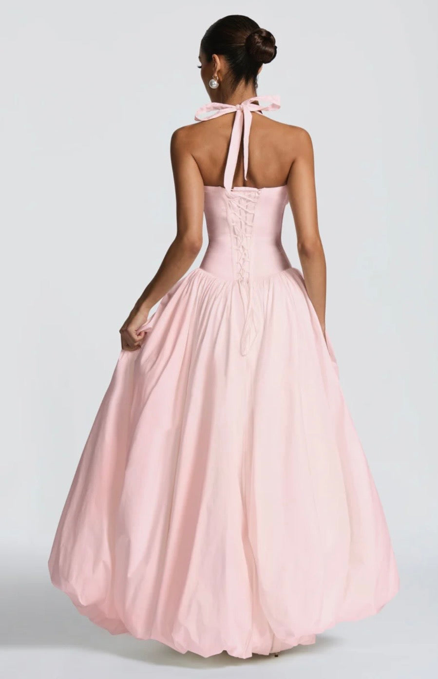Halter Maxi Dress with Sculpted Bodice and Side Split for Evening Events