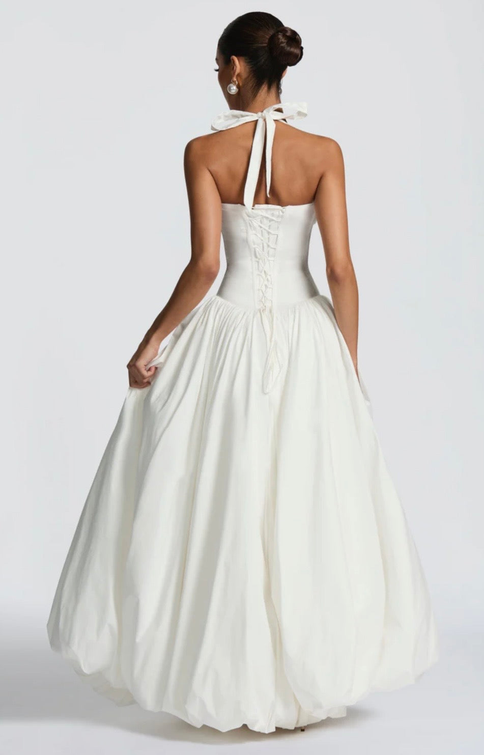 Halter Maxi Dress with Sculpted Bodice and Side Split for Evening Events