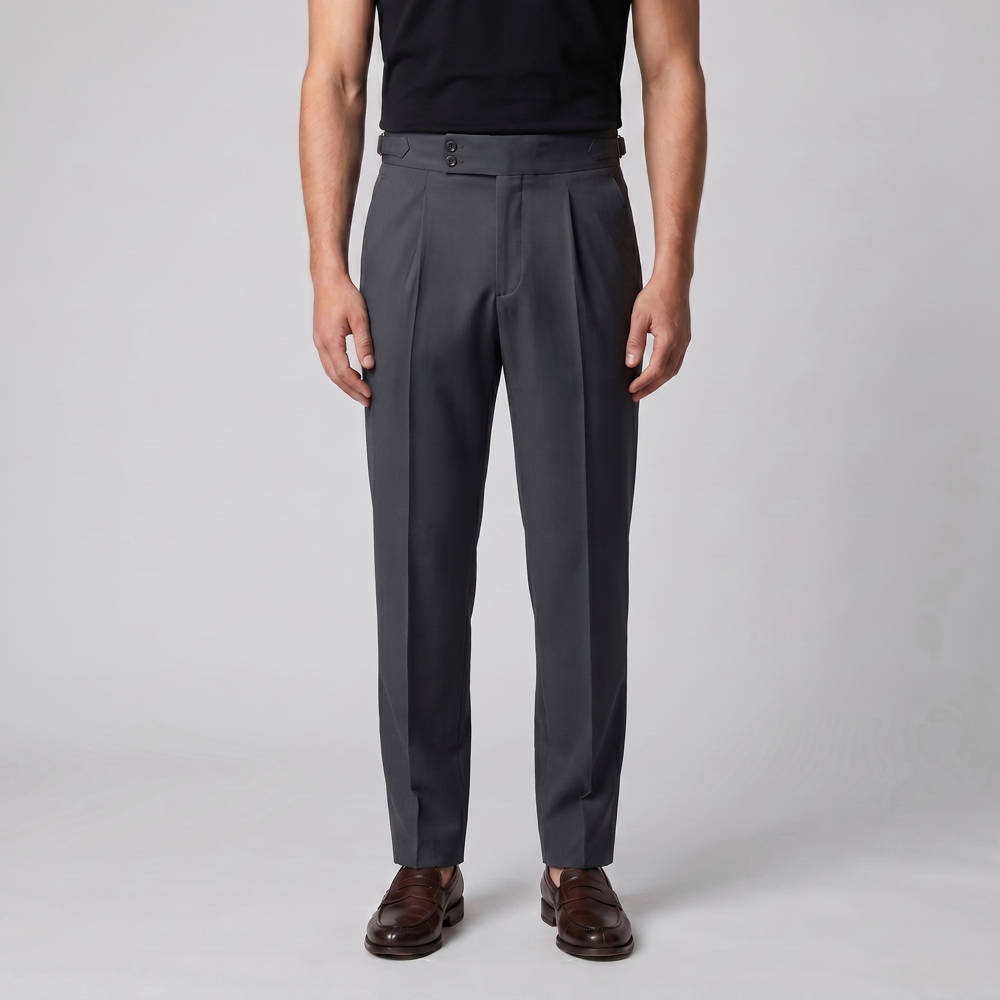 High Waist Tailored Fit Men's Formal Trousers - Dress Pants for Office Wear