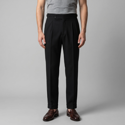 High Waist Tailored Fit Men's Formal Trousers - Dress Pants for Office Wear