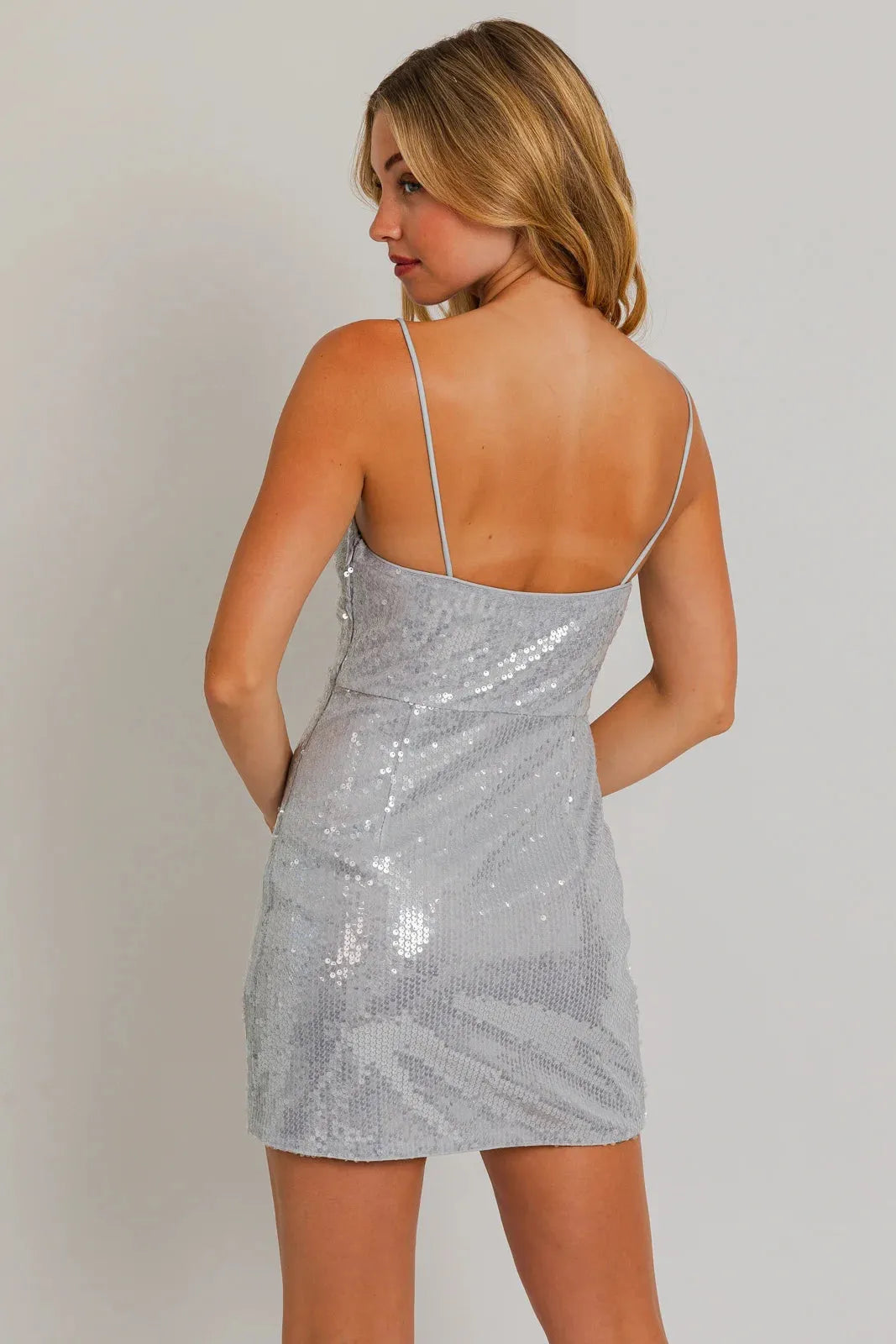 Silver Sequin Mini Dress Women UK – Evening Gown, Cocktail Party