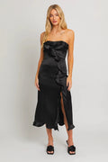 Soft Fabric Midi Dress Women UK – Wedding Guest Garden Party Evening Gown, Formal Occasion