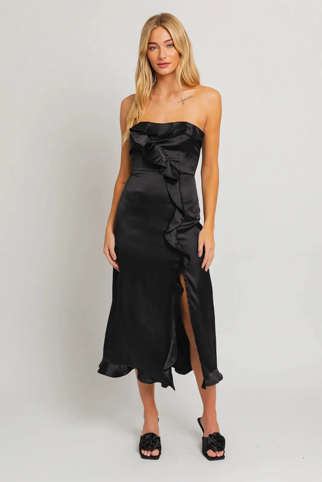 Soft Fabric Midi Dress Women UK – Wedding Guest Garden Party Evening Gown, Formal Occasion