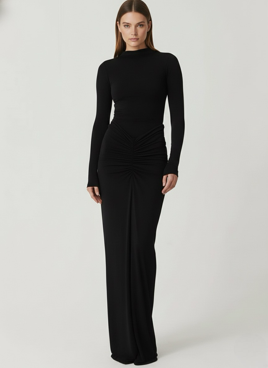 Ruched Maxi Dress Women UK – Formal Occasion Evening Gown