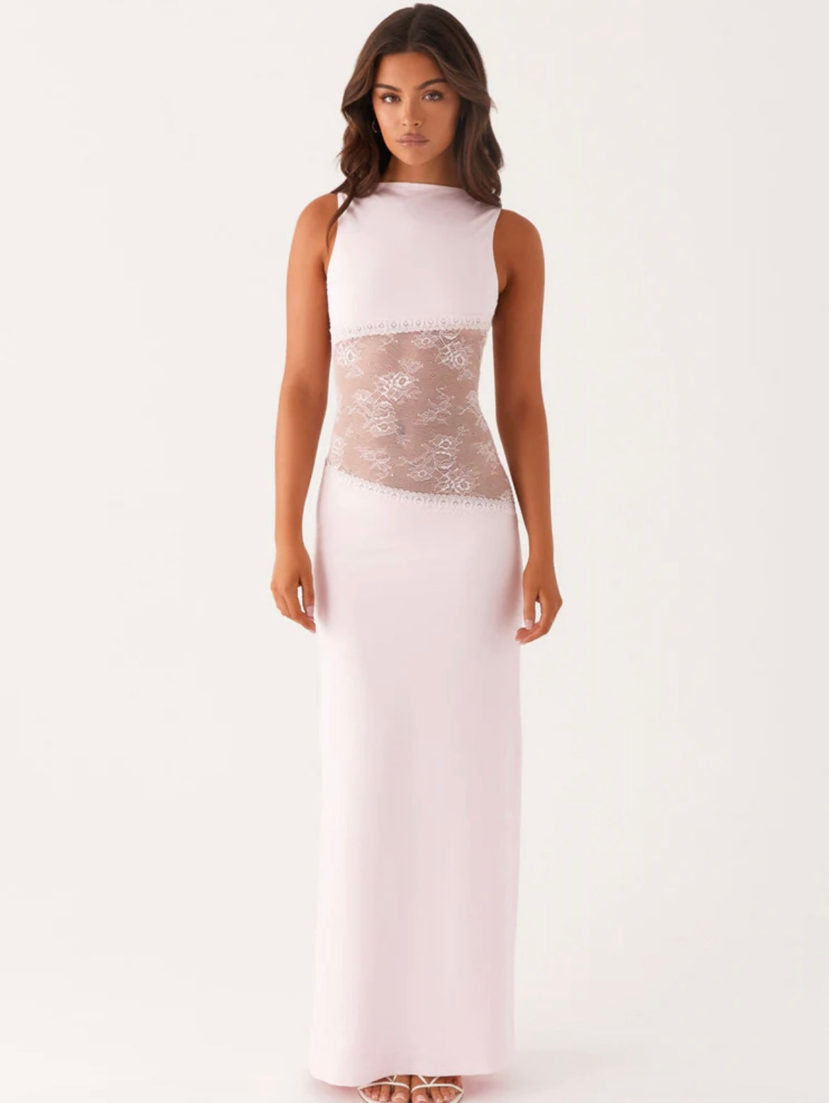 Backless Maxi Dress with Lace Detail - Stretchy Casual Wear for Women
