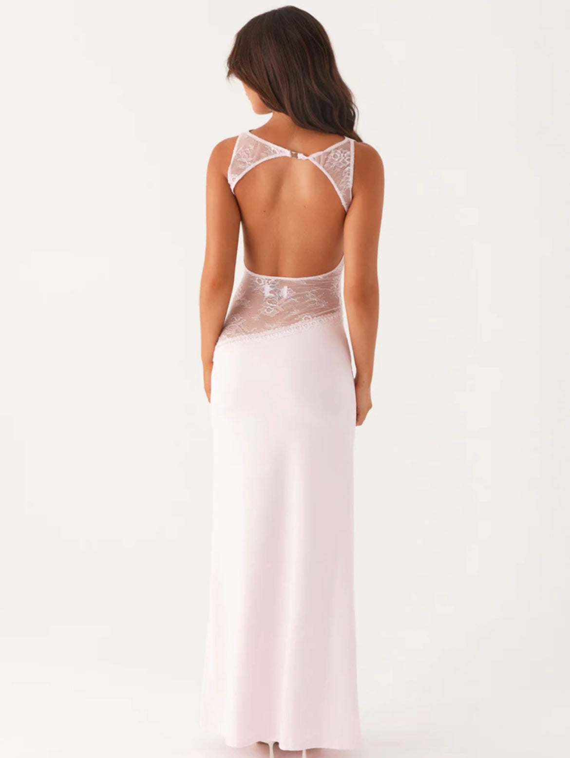Backless Maxi Dress with Lace Detail - Stretchy Casual Wear for Women