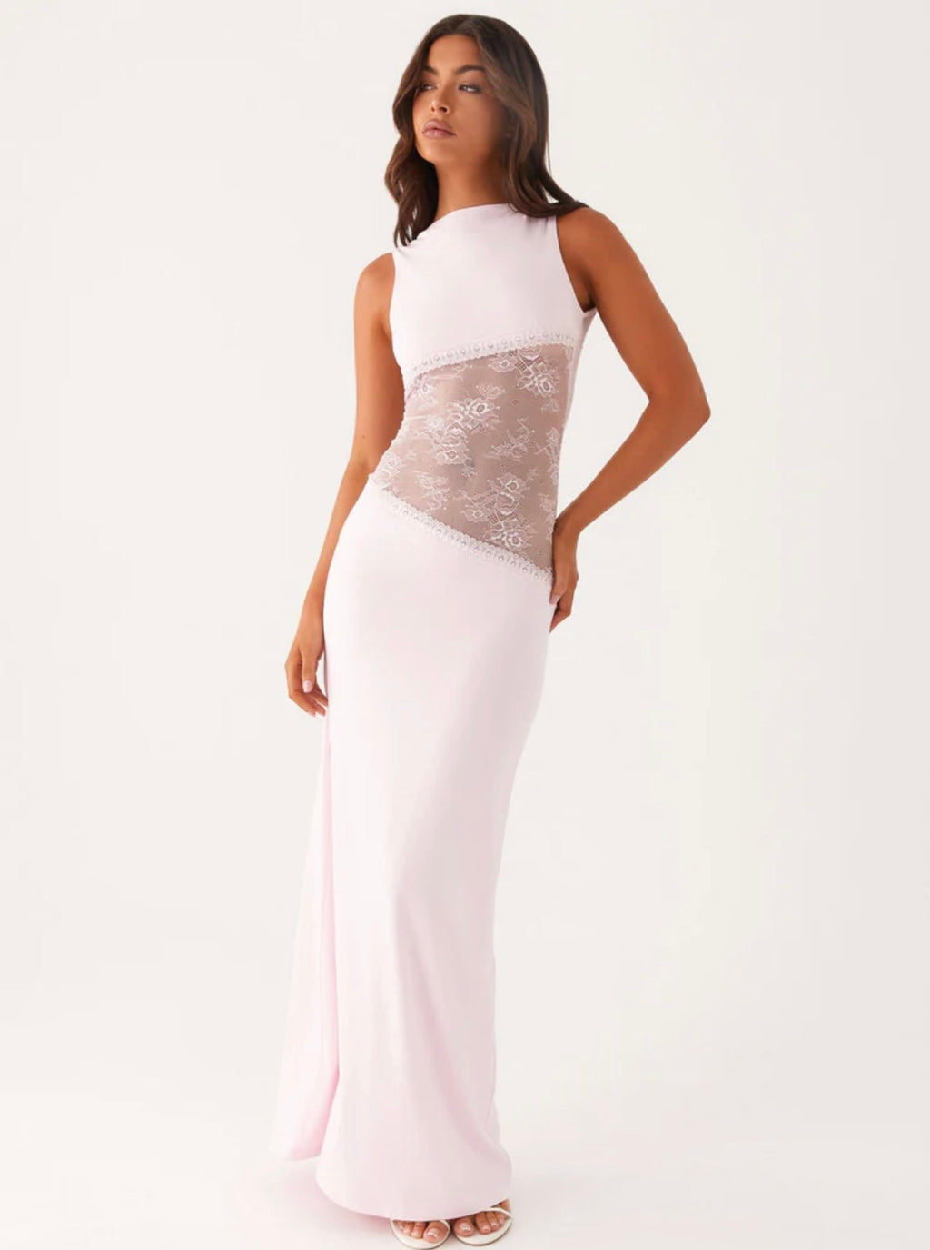 Backless Maxi Dress with Lace Detail - Stretchy Casual Wear for Women