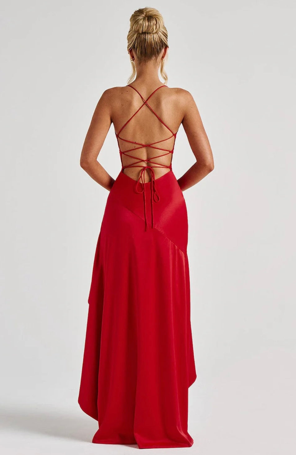 Satin High-Low Ruffle Hem Maxi Dress Women UK – Evening Wear, Cocktail
