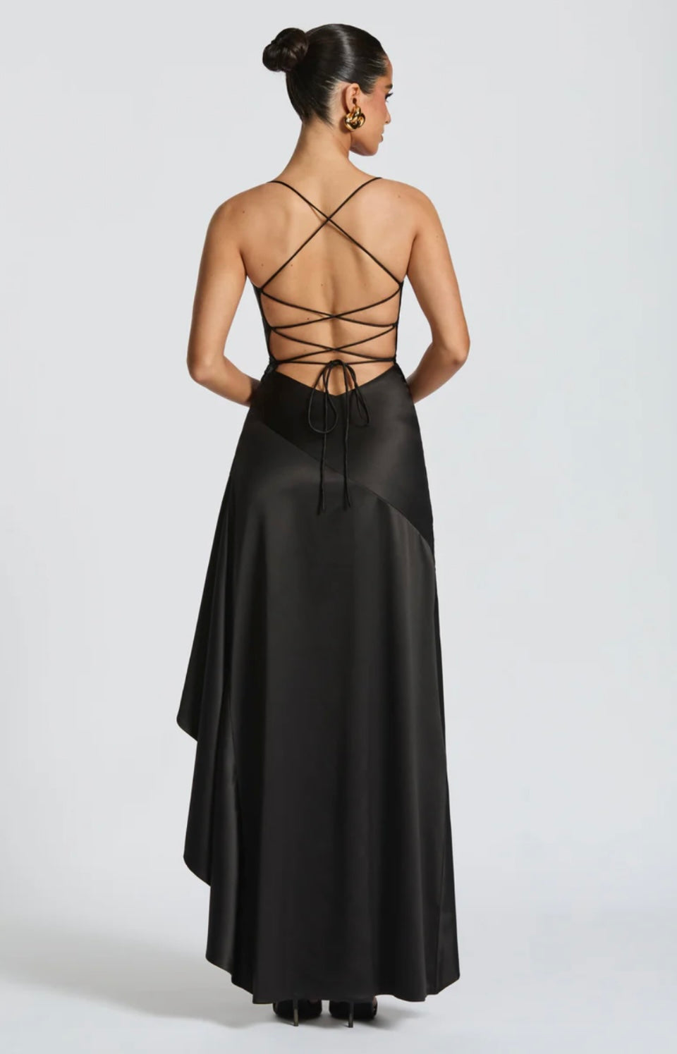 Satin High-Low Ruffle Hem Maxi Dress Women UK – Evening Wear, Cocktail