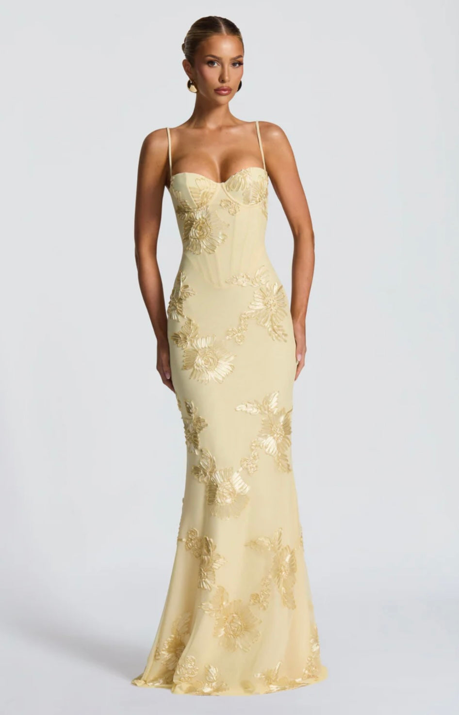 Underwired Mesh Floral Maxi Dress Women UK – Wedding Guest Garden Party Evening Gown, Cocktail