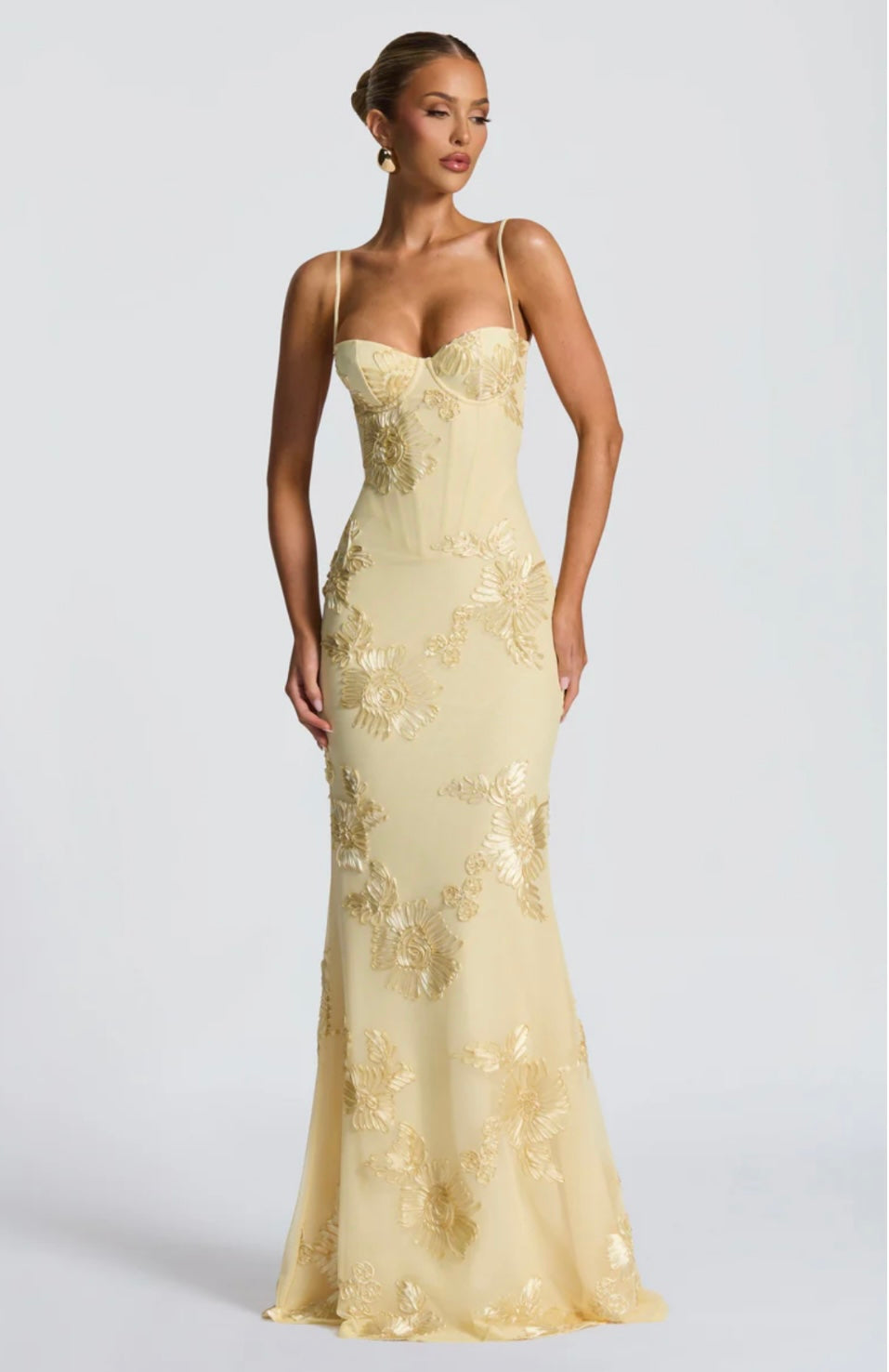 Underwired Mesh Floral Maxi Dress Women UK – Wedding Guest Garden Party Evening Gown, Cocktail