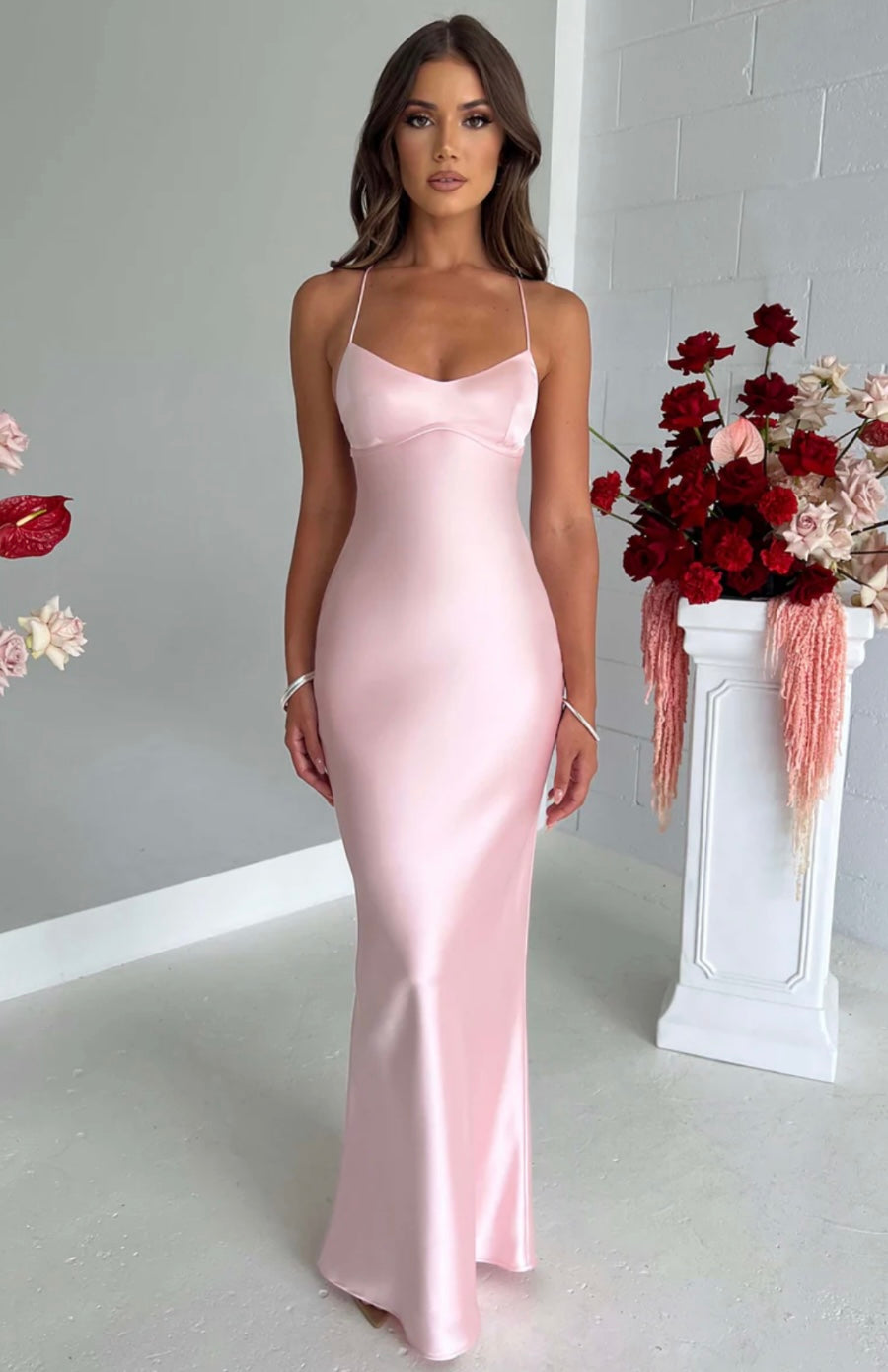 Fluid Satin Sweetheart Maxi Gown Women UK – Evening Gown, Formal Occasion