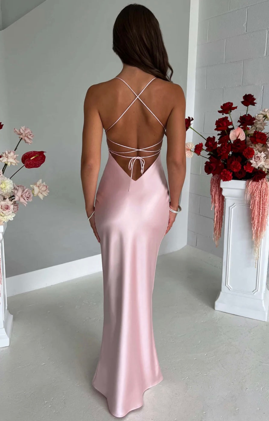 Fluid Satin Sweetheart Maxi Gown Women UK – Evening Gown, Formal Occasion