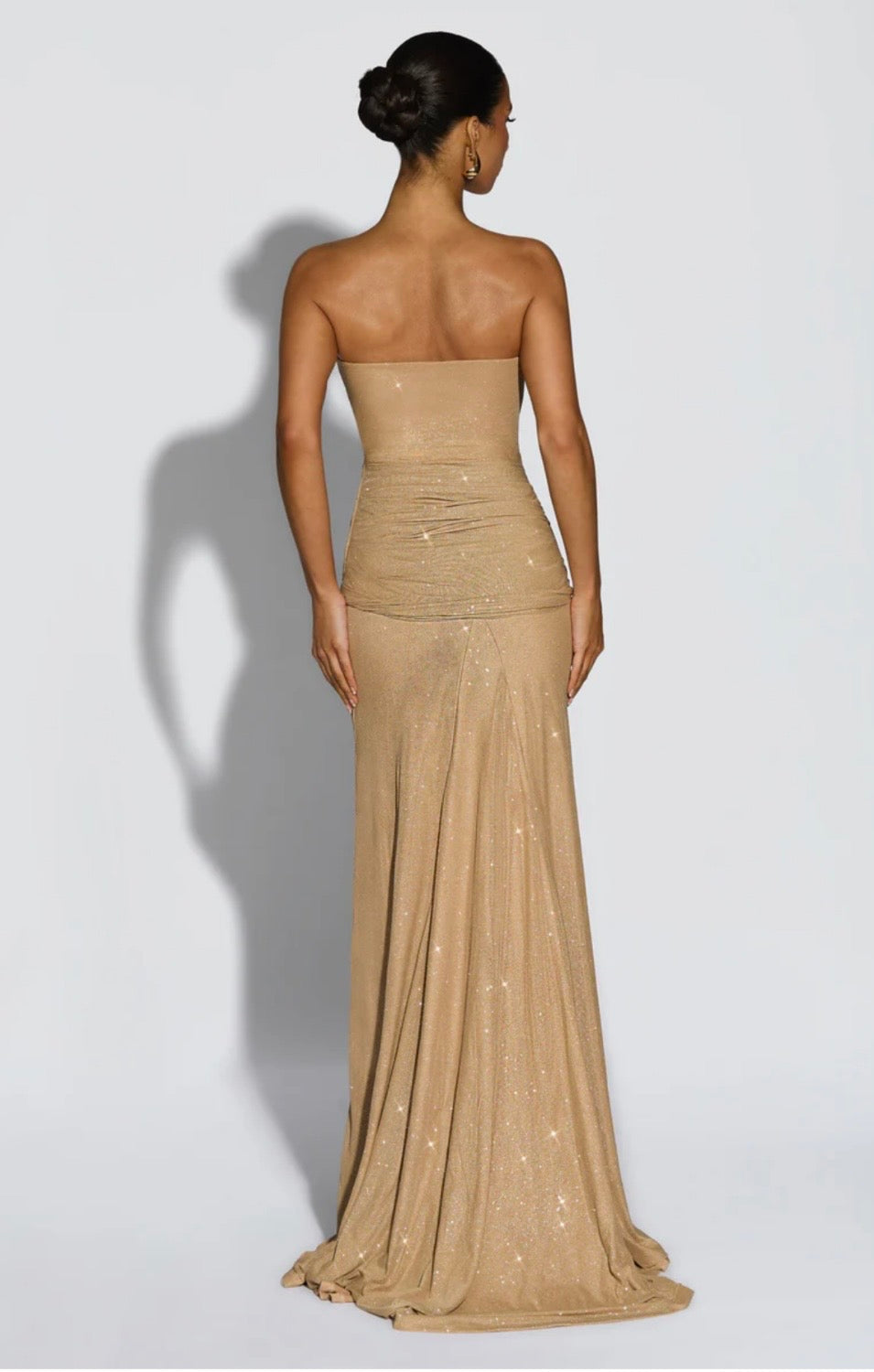 Glittering Mesh Maxi Dress with Sculpted Silhouette for Evening Events