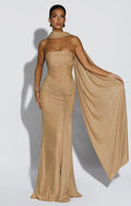 Glittering Mesh Maxi Dress with Sculpted Silhouette for Evening Events