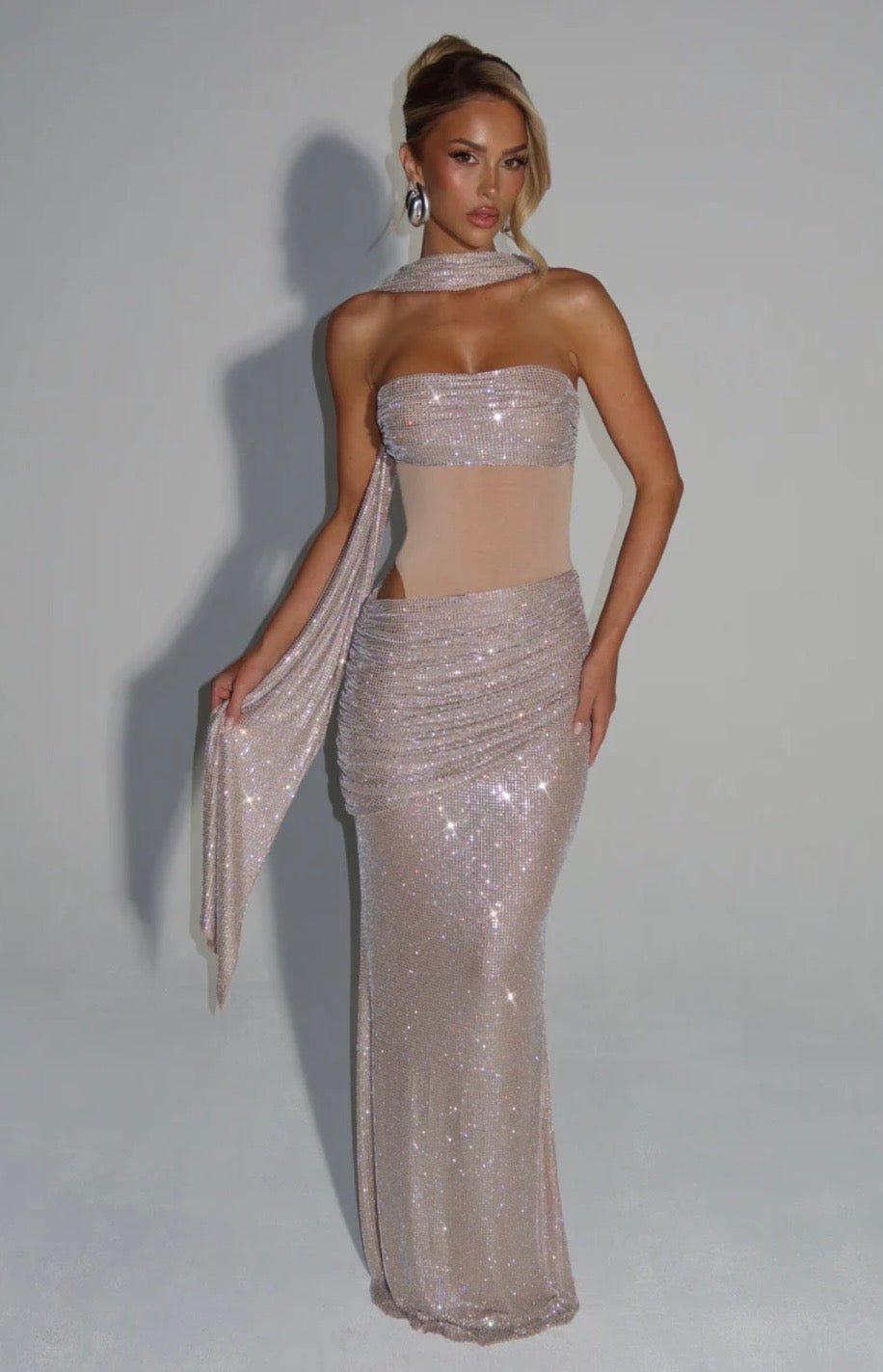 Strapless Ruched Maxi Dress Women UK – Evening Gown, Formal Occasion