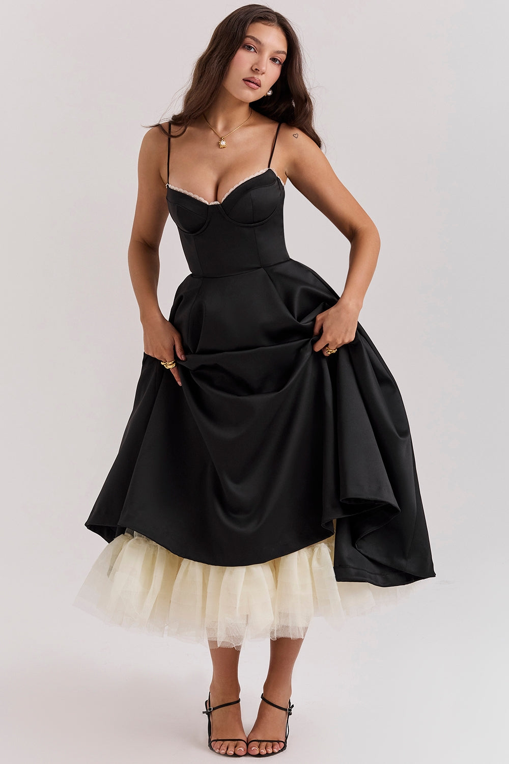 Structured Satin Midi Dress Women UK – Luxurious Corset Bodice, Wedding Guest & Cocktail