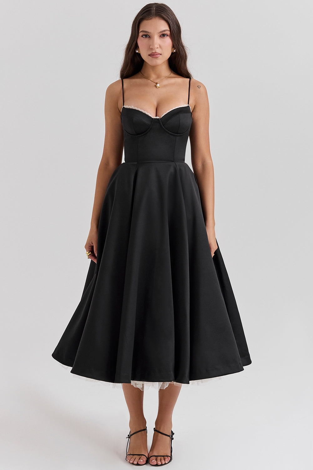 Structured Satin Midi Dress Women UK – Luxurious Corset Bodice, Wedding Guest & Cocktail