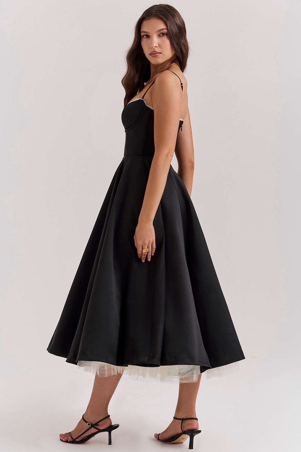 Structured Satin Midi Dress Women UK – Luxurious Corset Bodice, Wedding Guest & Cocktail