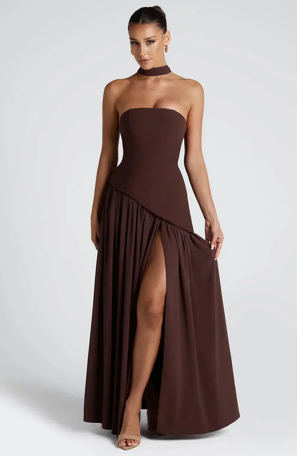 Strapless Matte Maxi Dress Women UK – Sculpted Gown, Formal Occasion Evening