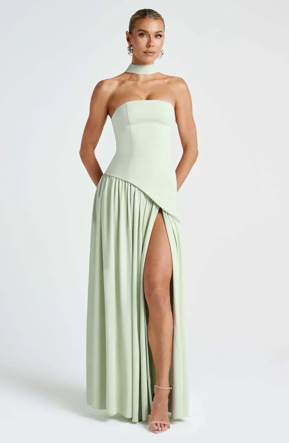 Strapless Matte Maxi Dress Women UK – Sculpted Gown, Formal Occasion Evening
