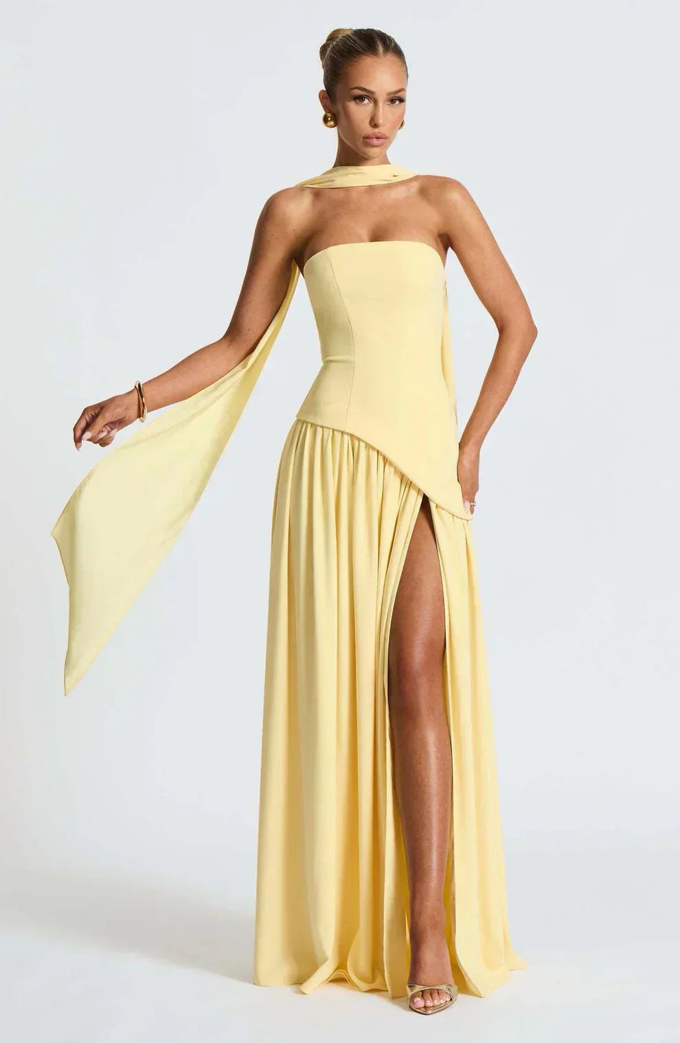 Strapless Matte Maxi Dress Women UK – Sculpted Gown, Formal Occasion Evening